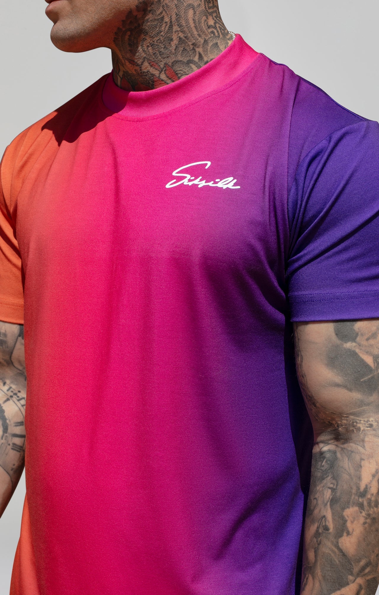 Script Fade T-shirt rose, violet T-shirts SikSilk   