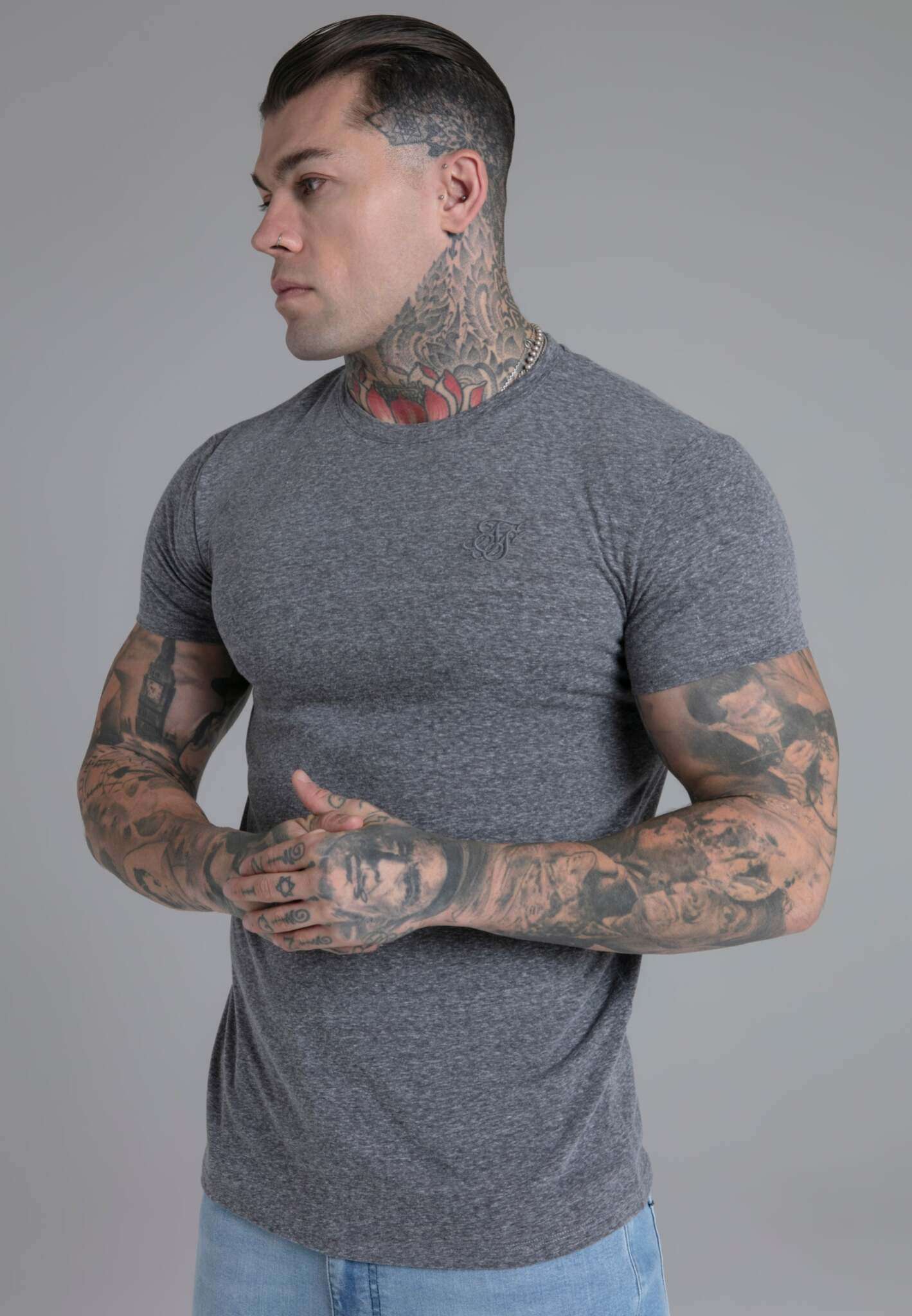 Marl T-Shirt in Dark Grey T-shirts SikSilk   