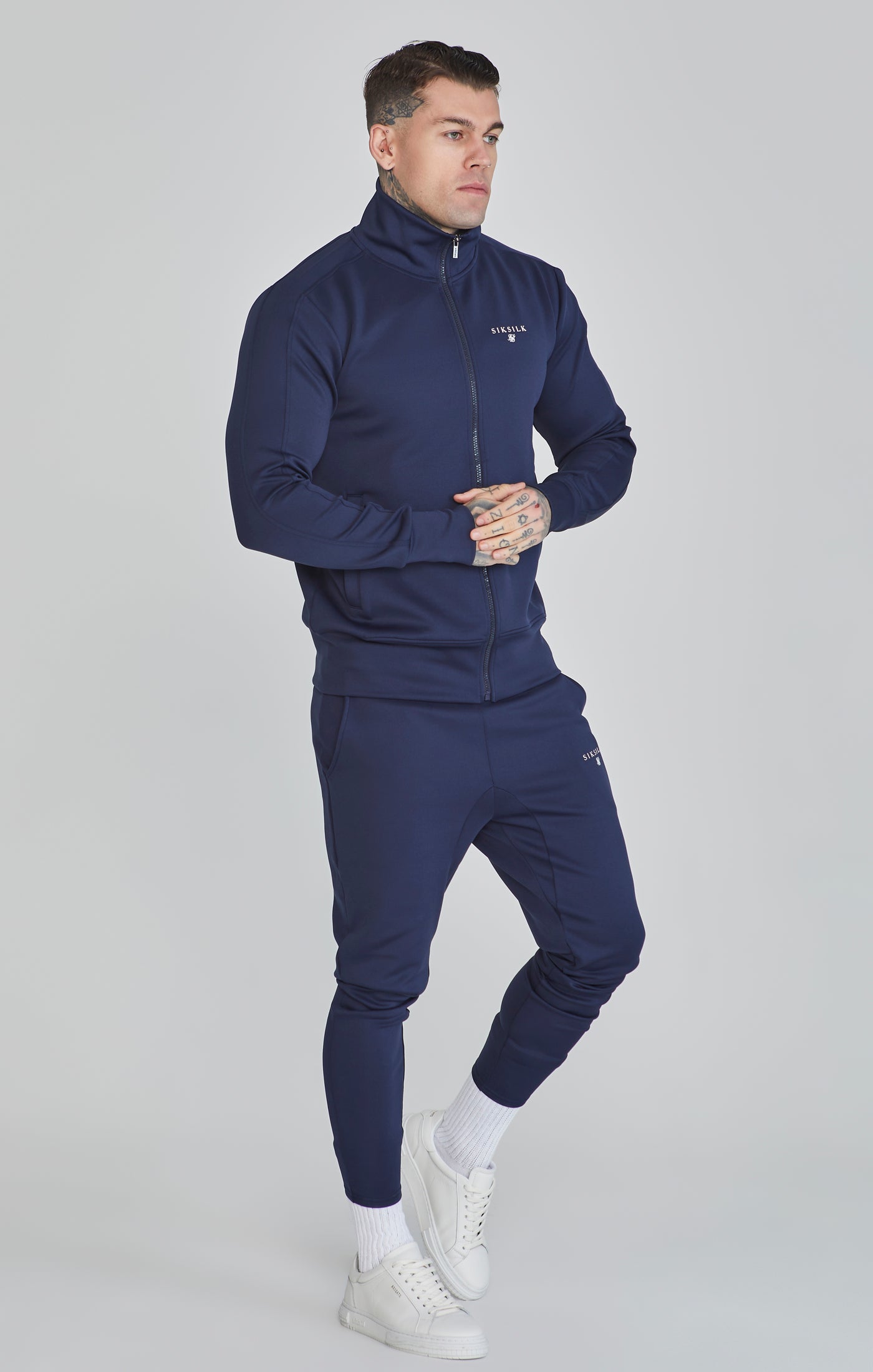 Essentials Poly Track Top in Navy Sweat-shirts SikSilk   