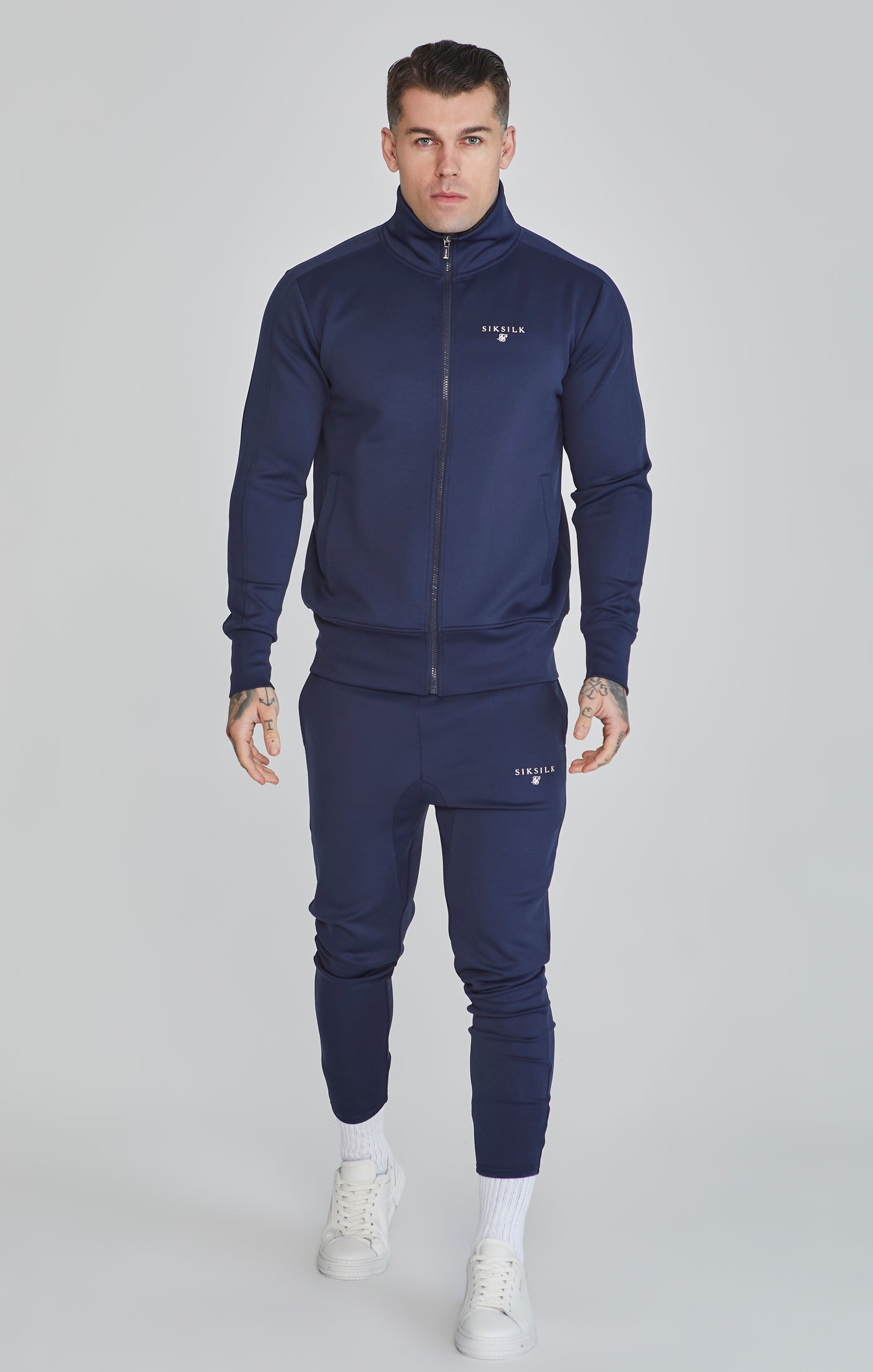 Essentials Poly Track Top in Navy Sweat-shirts SikSilk   