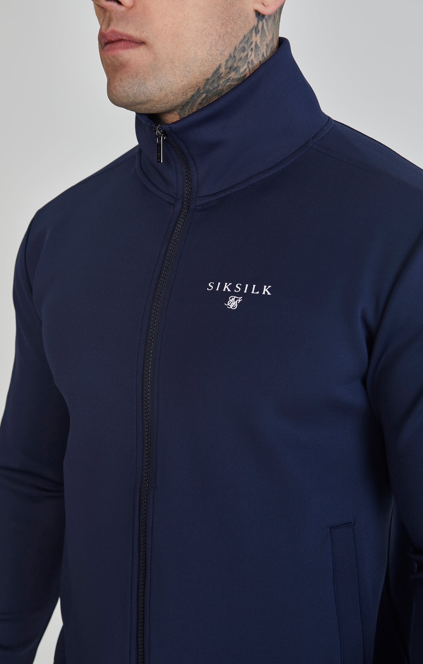 Essentials Poly Track Top in Navy Sweat-shirts SikSilk   