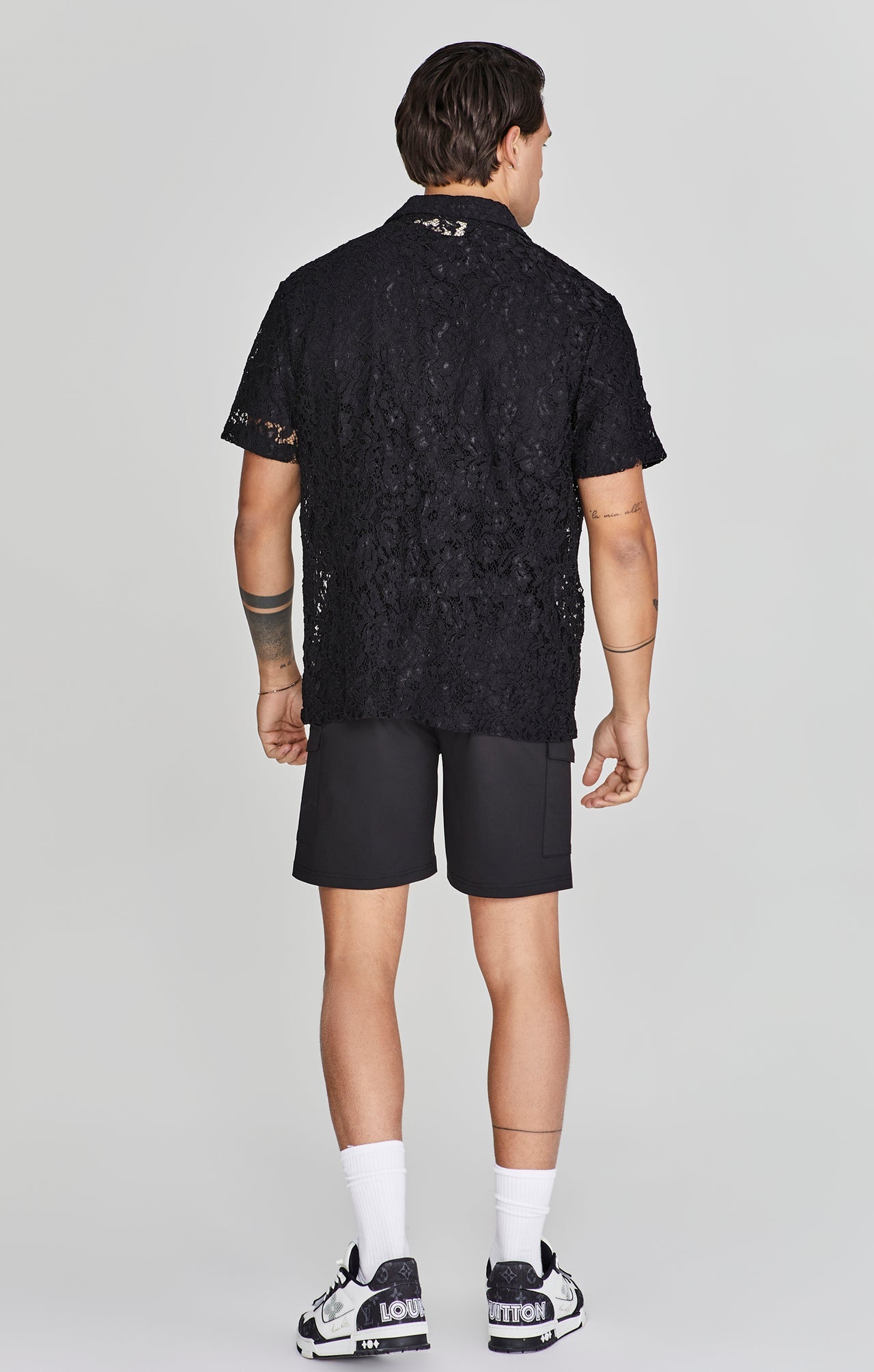 Lace Resort Shirt in Black Chemises SikSilk   