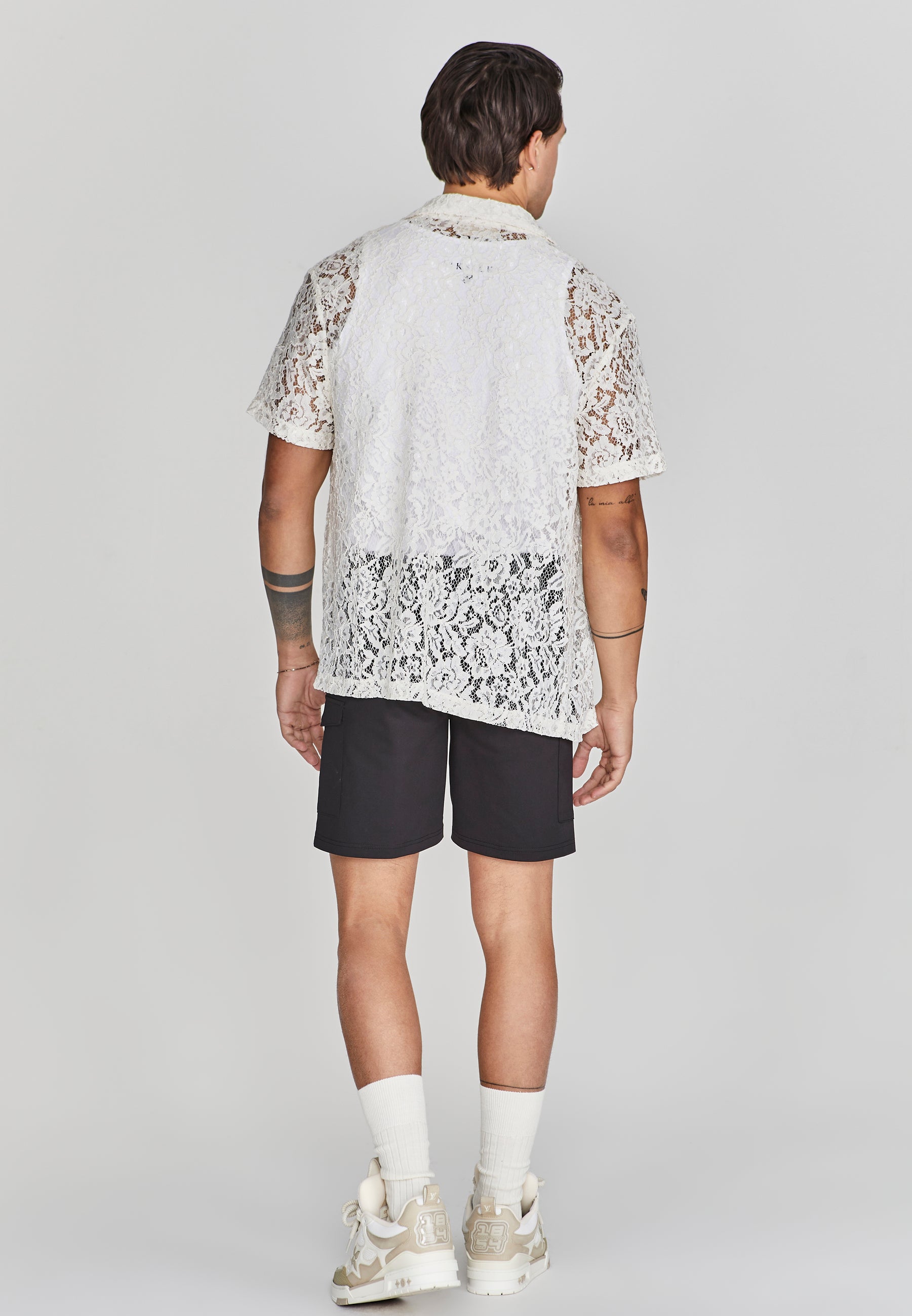 Lace Resort Shirt in Ecru Chemises SikSilk   