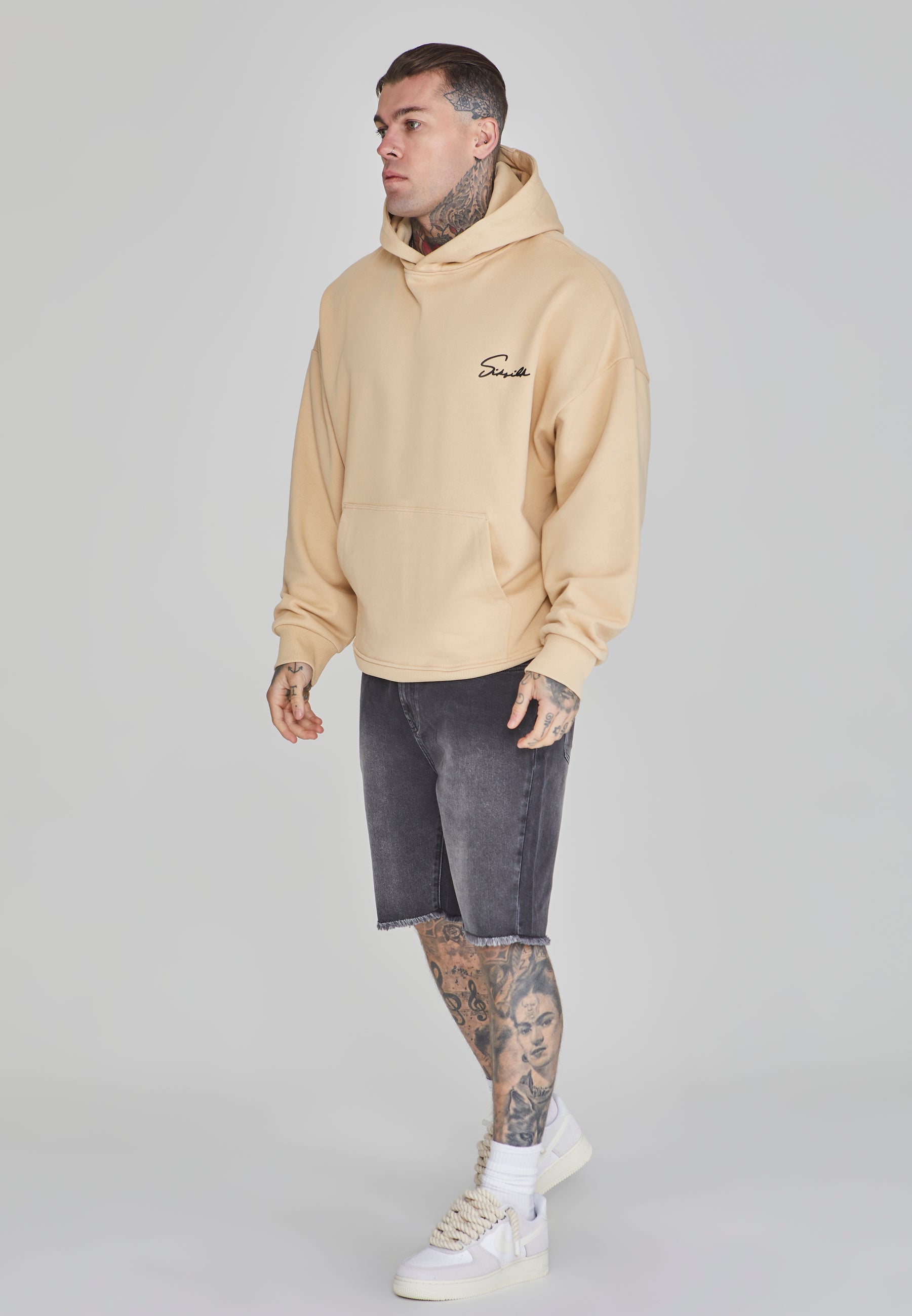 Sweat à capuche Script Beige SikSilk   