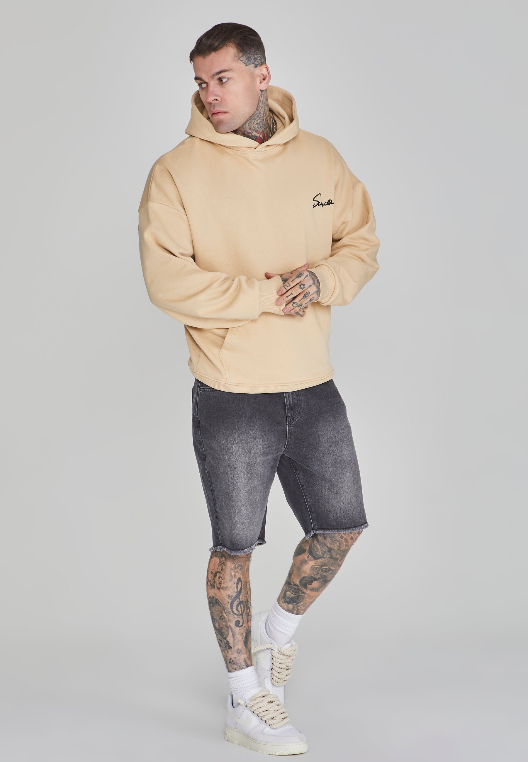 Sweat à capuche Script Beige SikSilk   