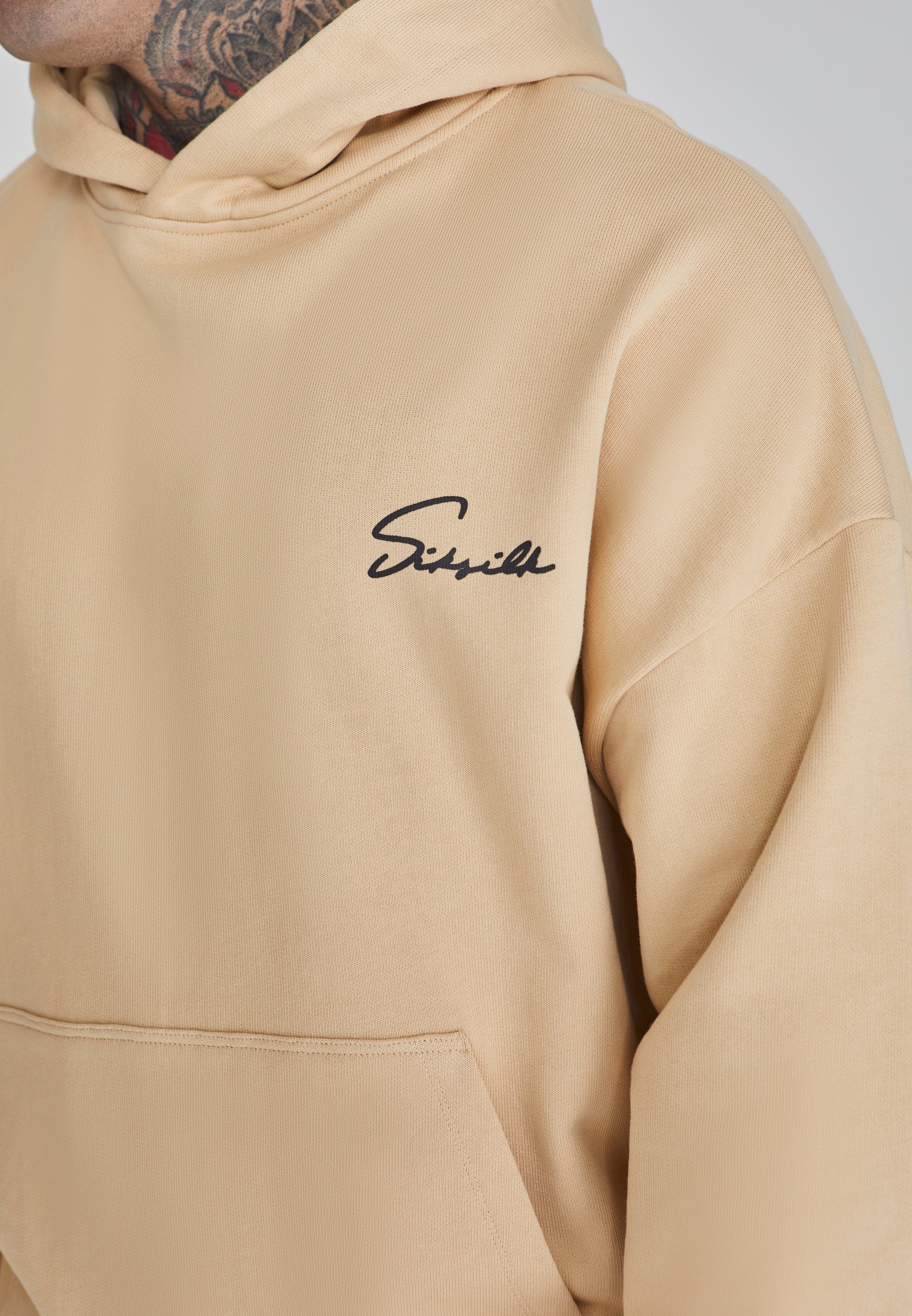 Sweat à capuche Script Beige SikSilk   