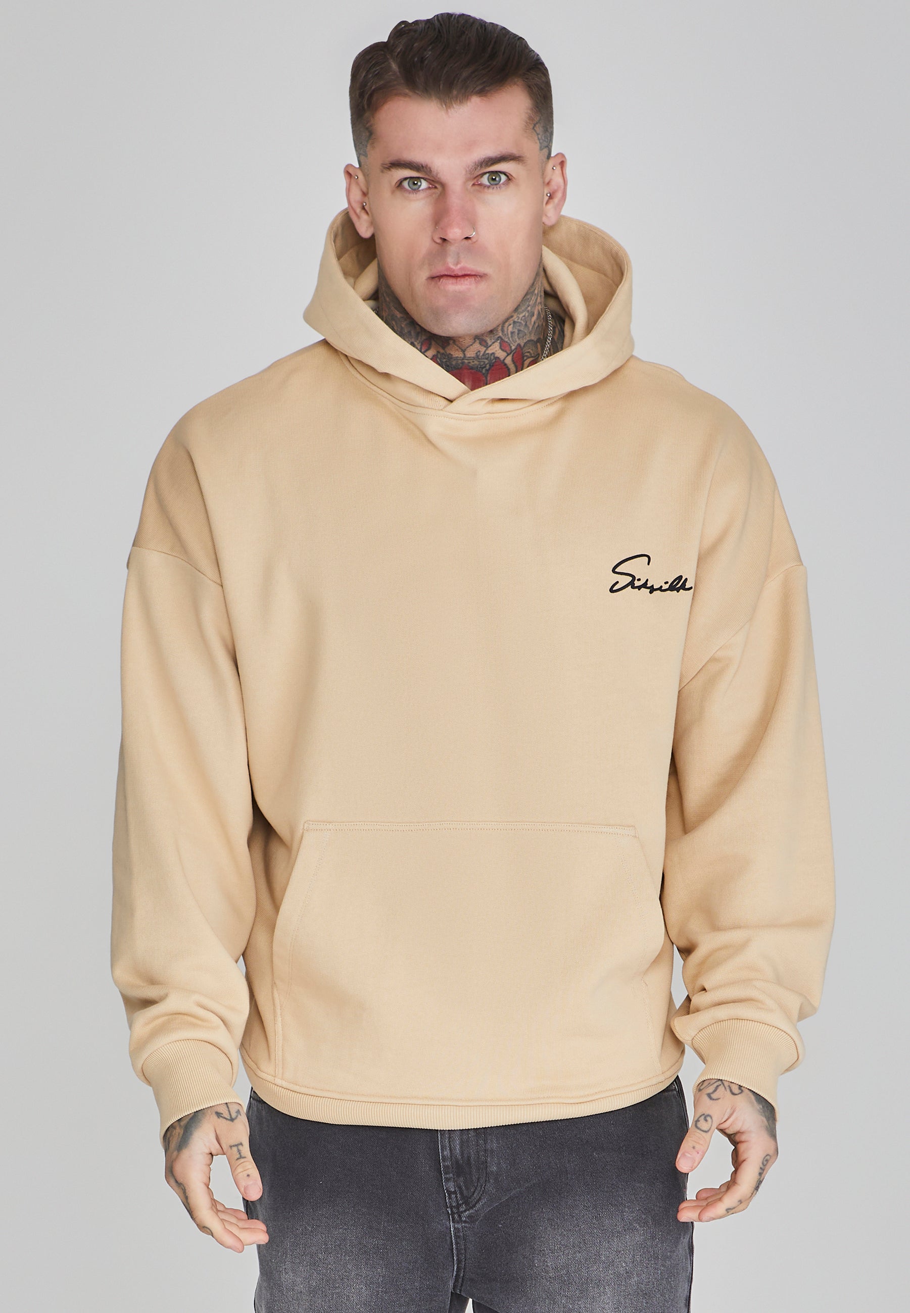 Sweat à capuche Script Beige SikSilk   