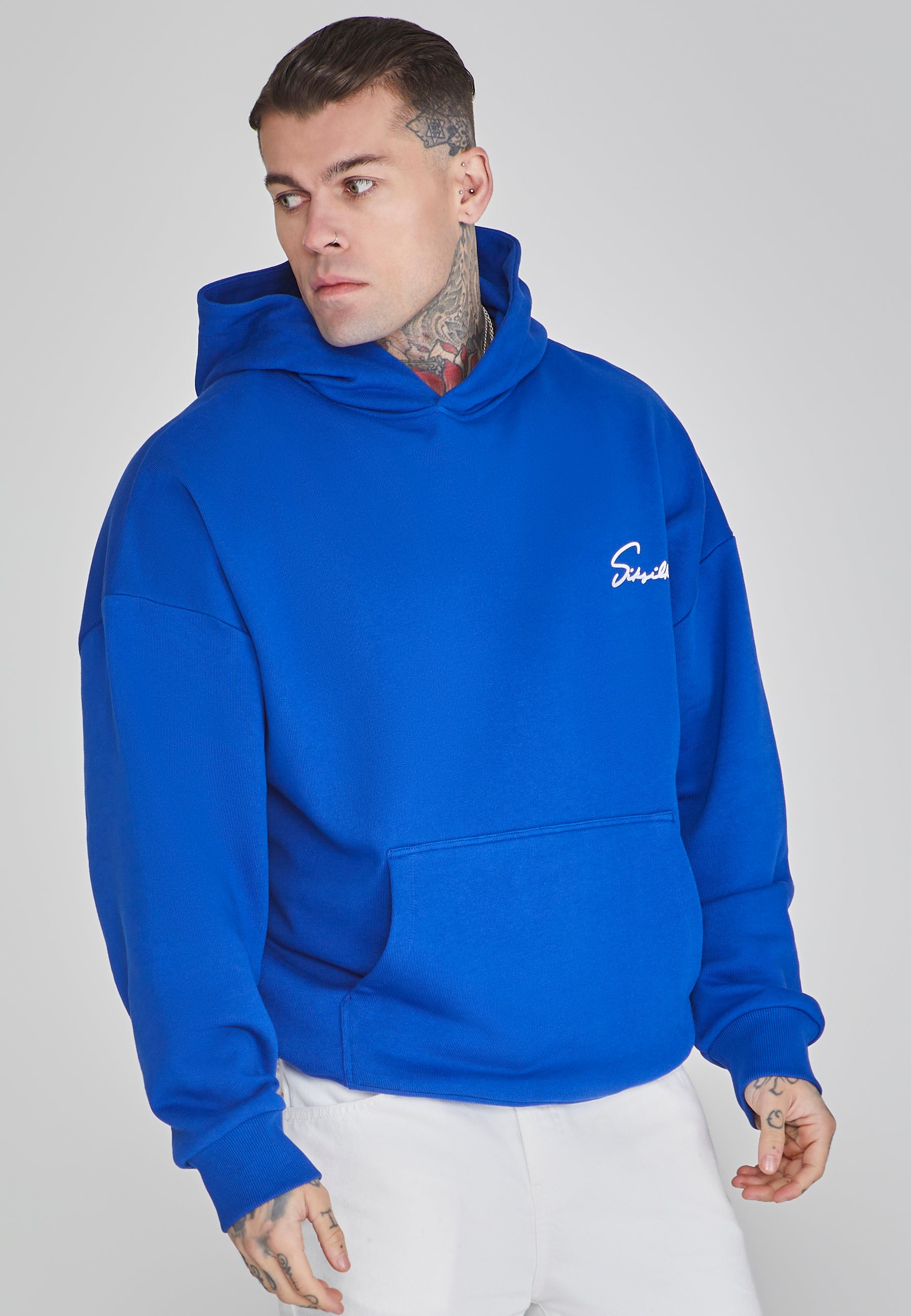 Script Hoodie in Blue Sweat à capuche SikSilk   