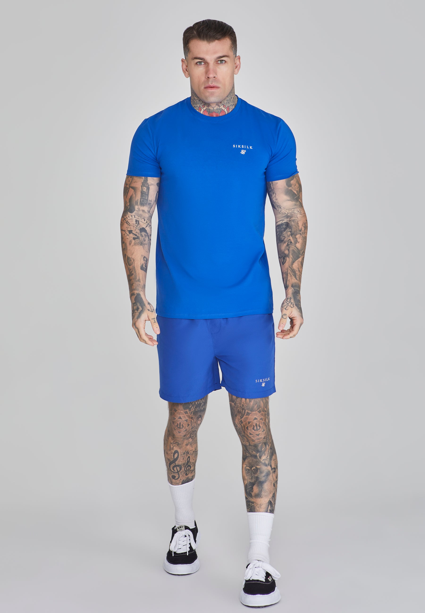 Muscle Fit T-shirt en Blue T-shirts SikSilk   