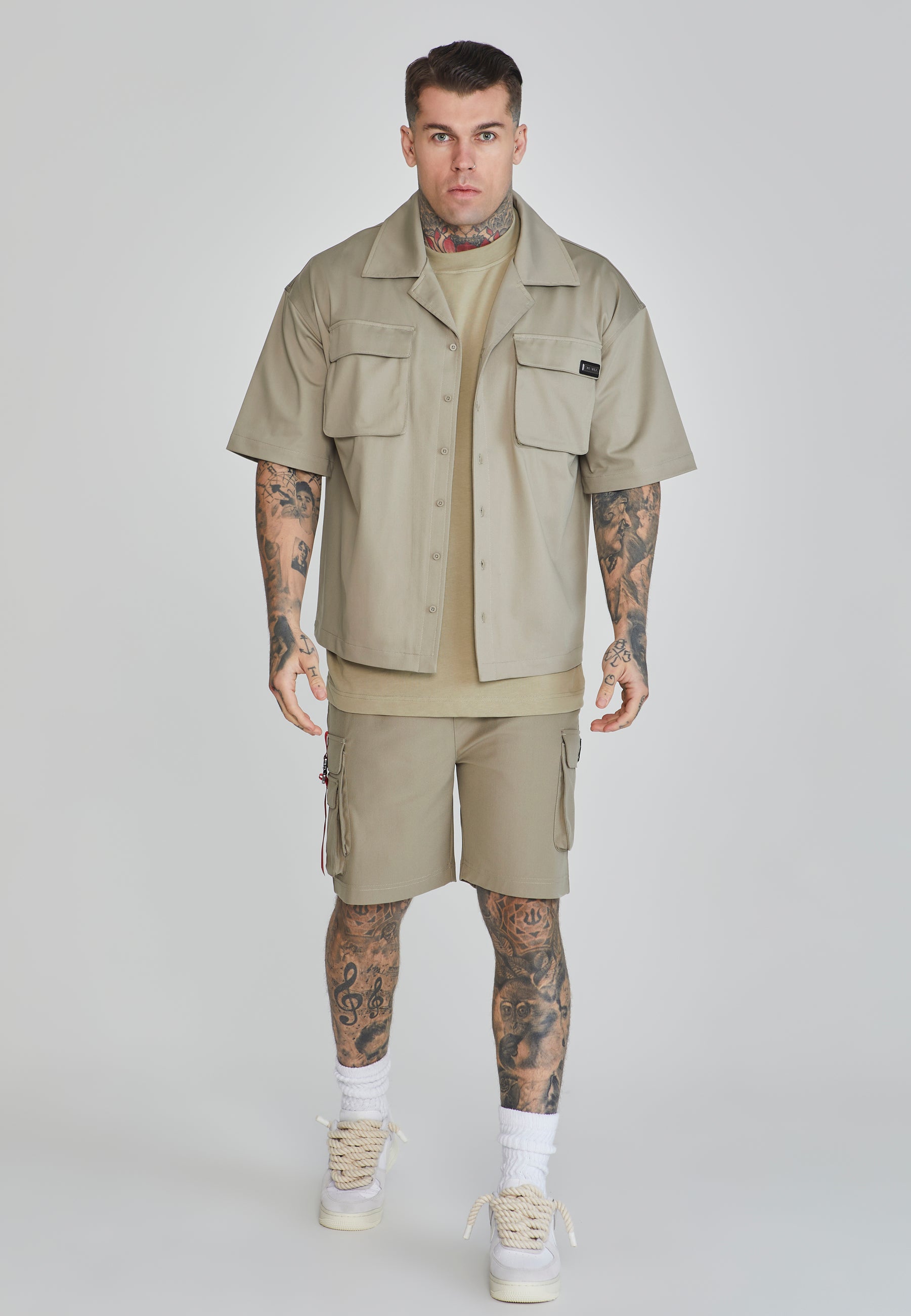 Flight Utility Shirt in Kaki Chemises SikSilk   