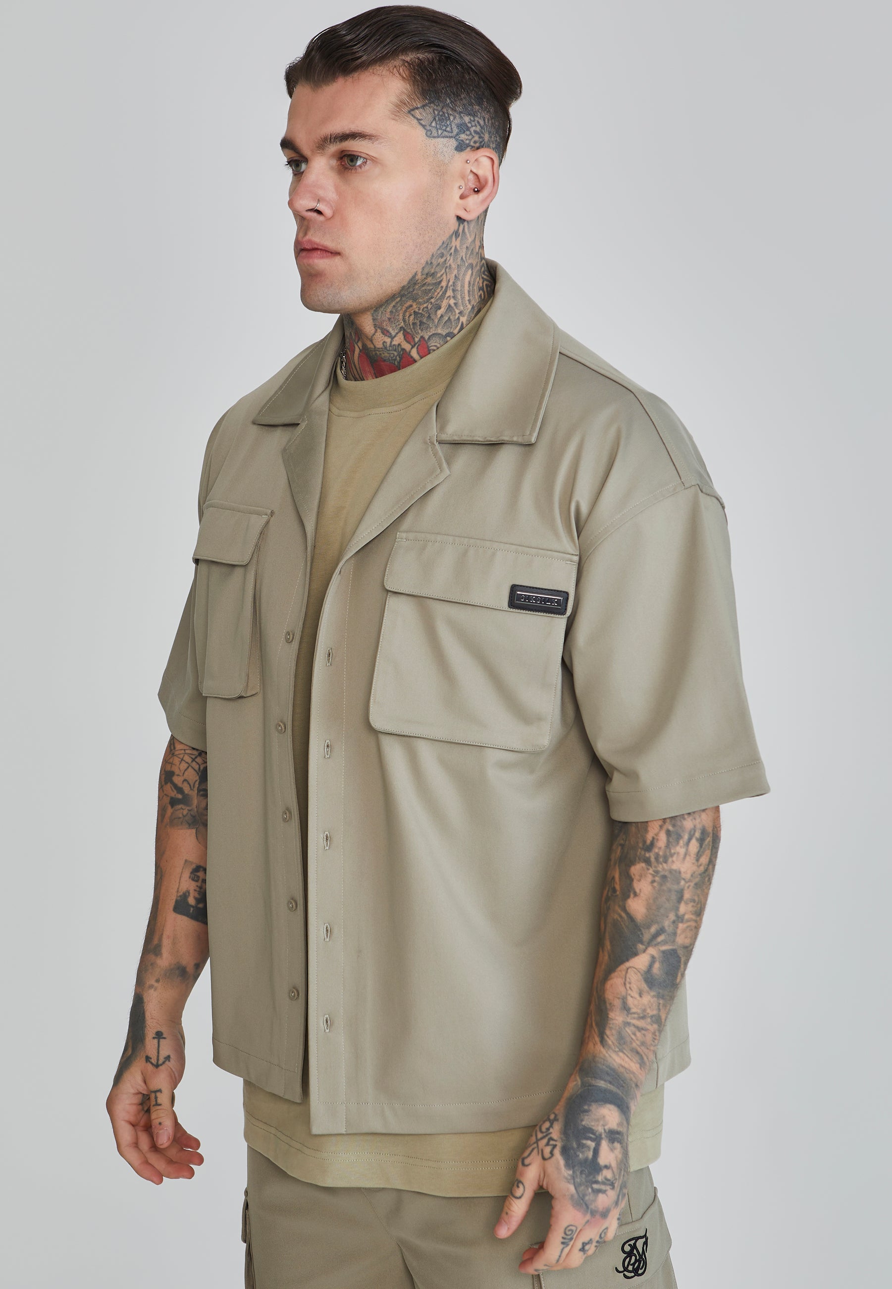 Flight Utility Shirt in Kaki Chemises SikSilk   