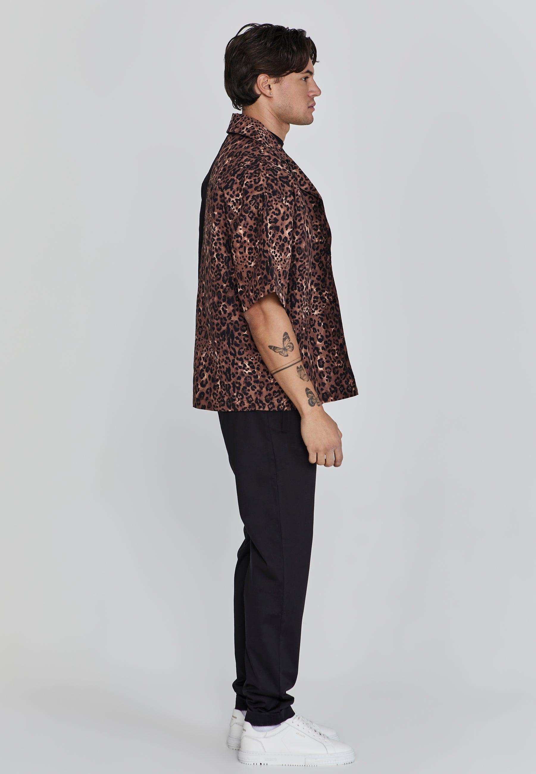 Animal Print Shirt in Black Chemises SikSilk   