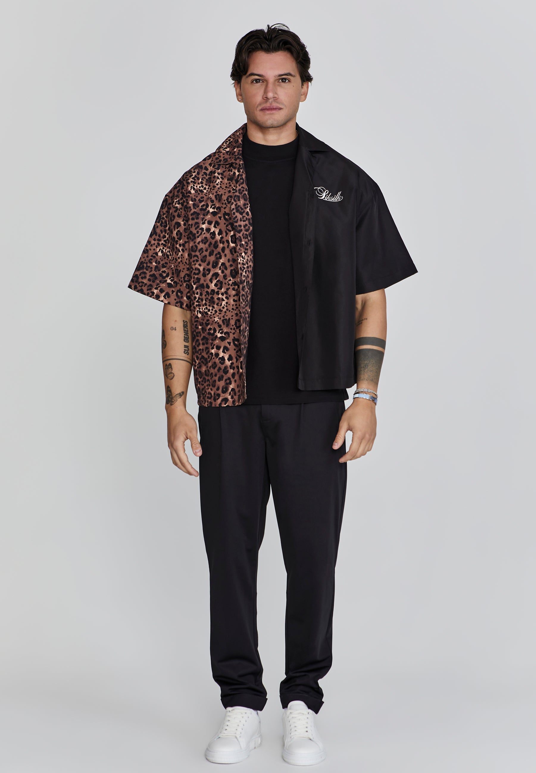 Animal Print Shirt in Black Chemises SikSilk   