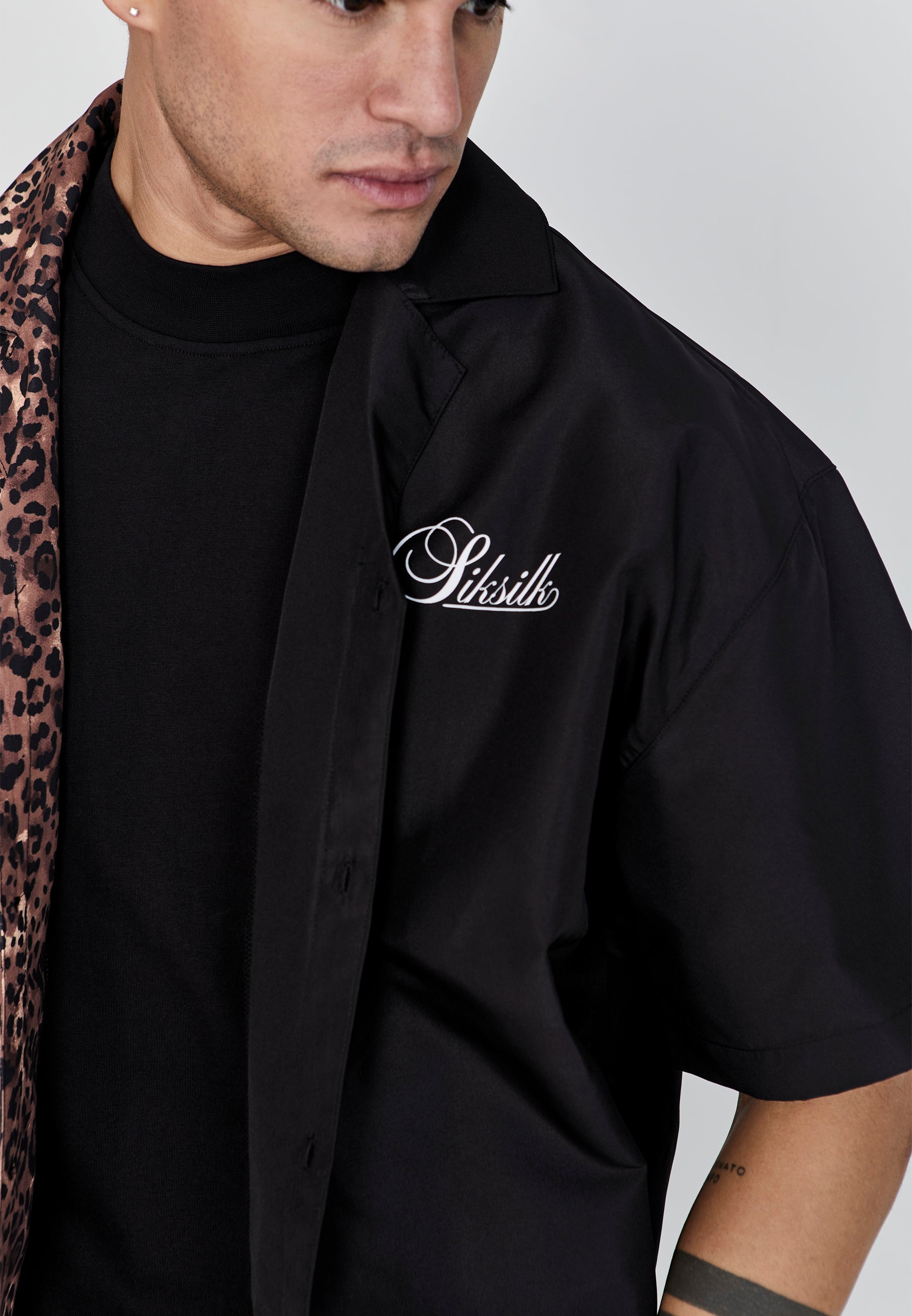 Animal Print Shirt in Black Chemises SikSilk   