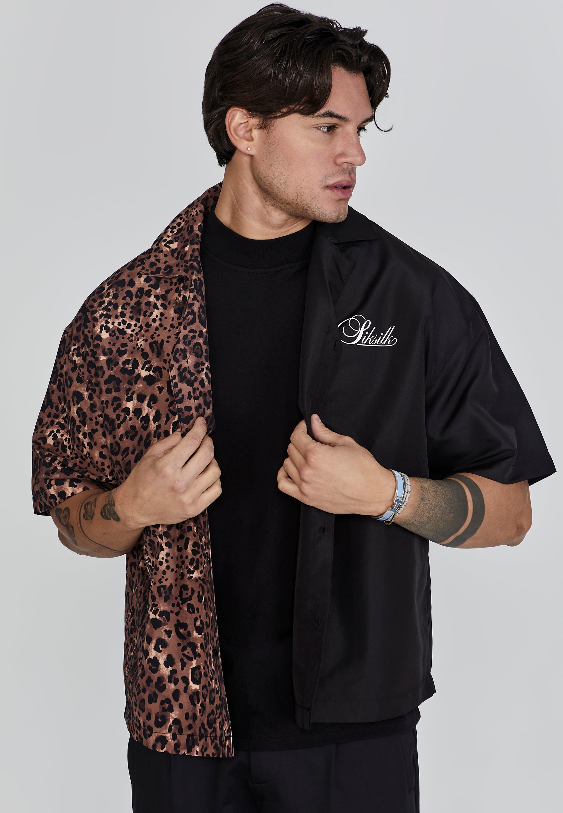 Animal Print Shirt in Black Chemises SikSilk   