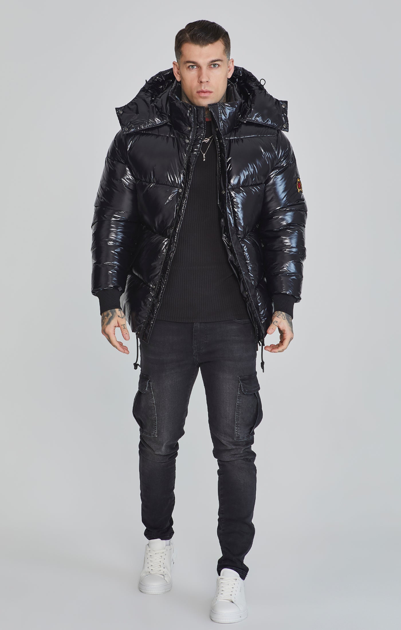 Puffer Jacket in Black Vestes SikSilk   