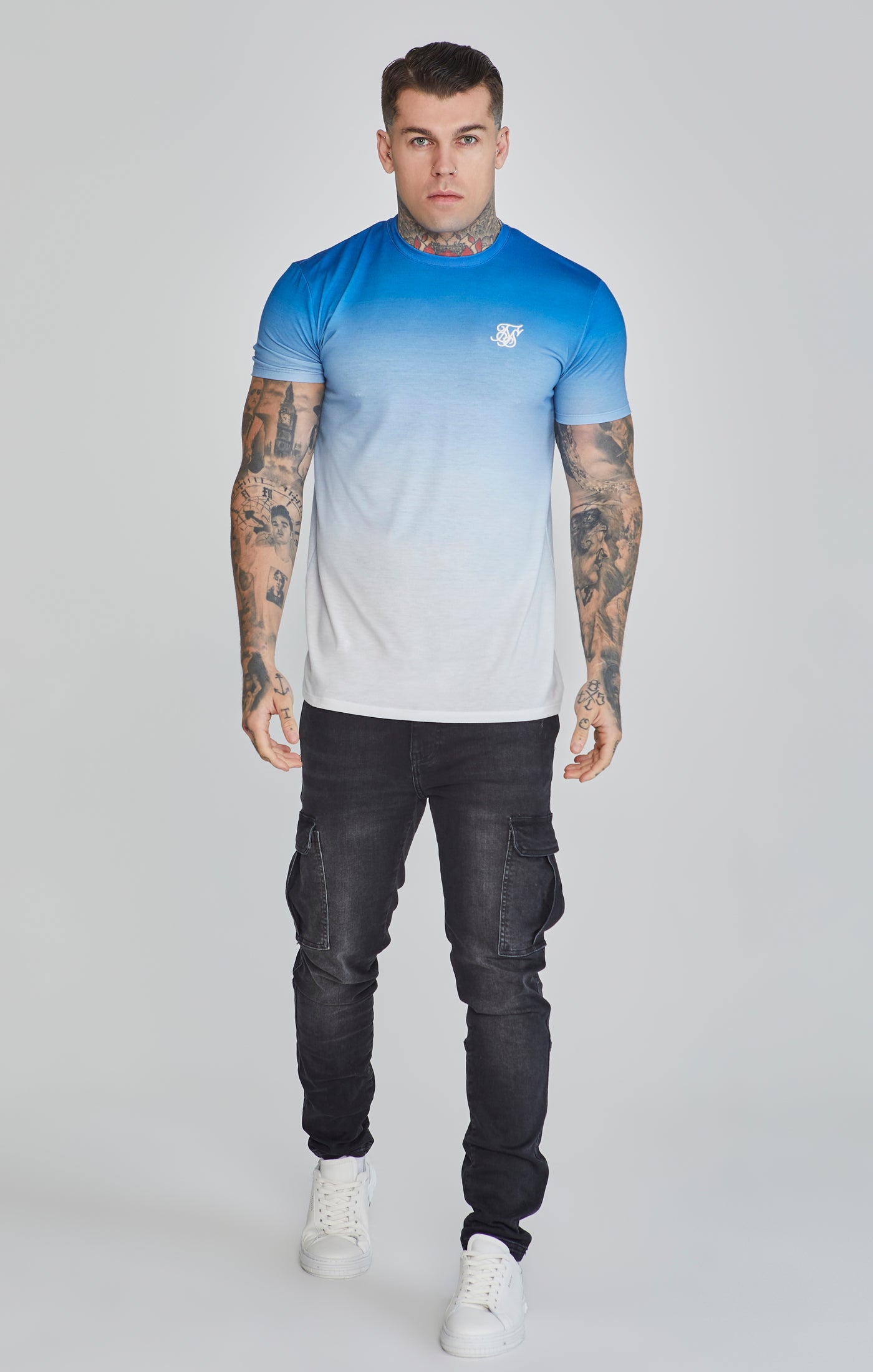 Fade T-shirt en Blue/White T-shirts SikSilk   