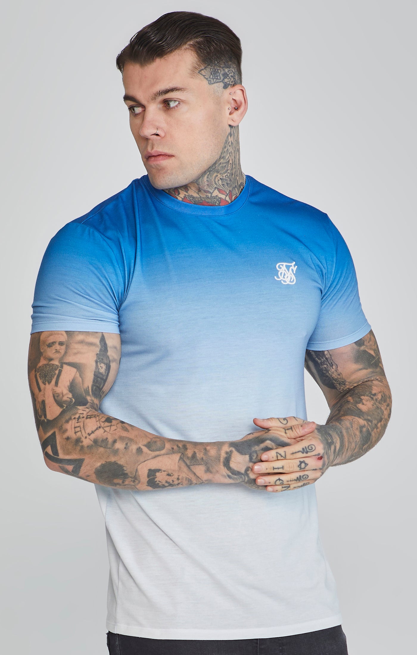 Fade T-shirt en Blue/White T-shirts SikSilk   