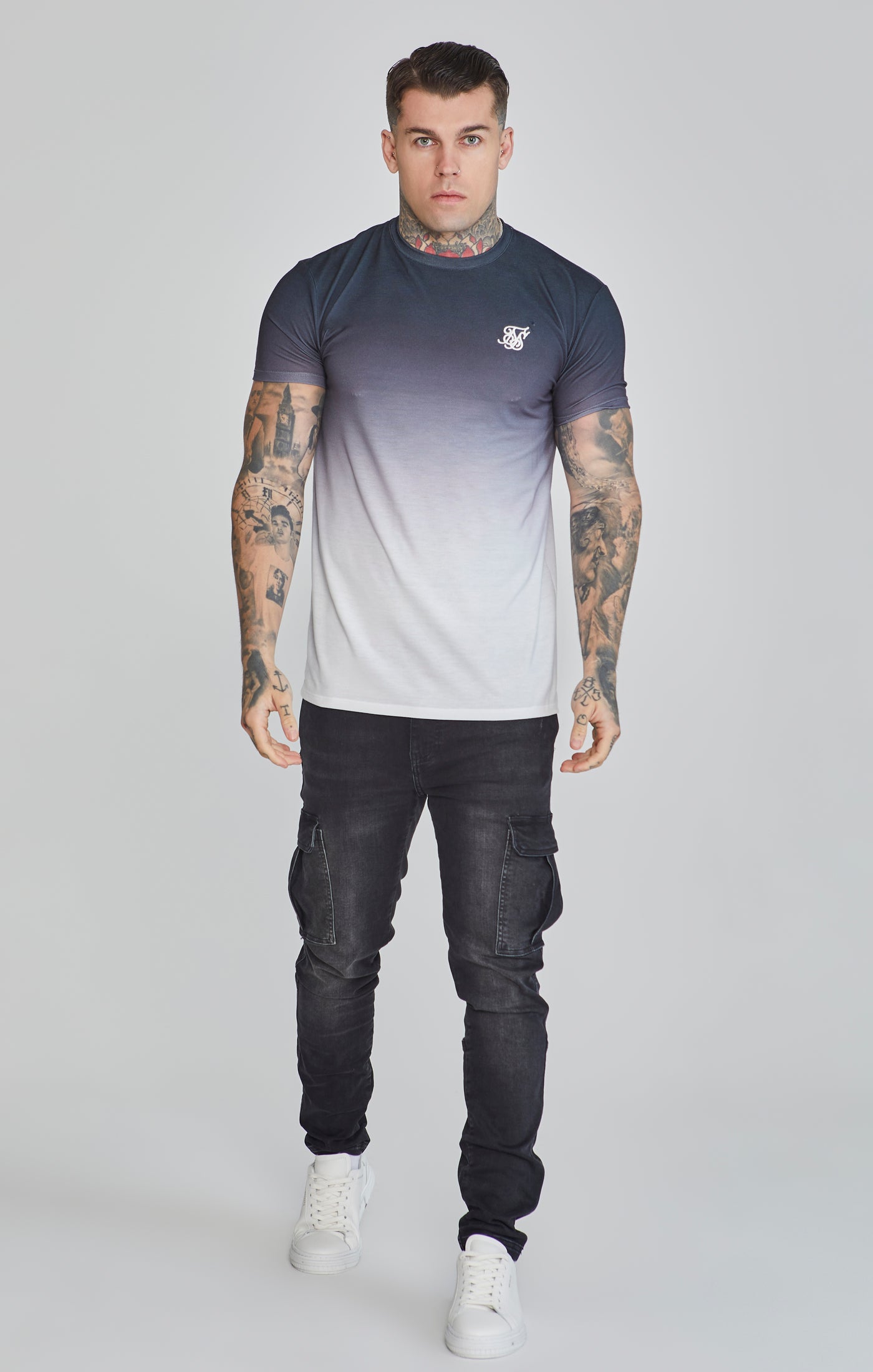 T-shirt Fade en noir/blanc T-shirts SikSilk   