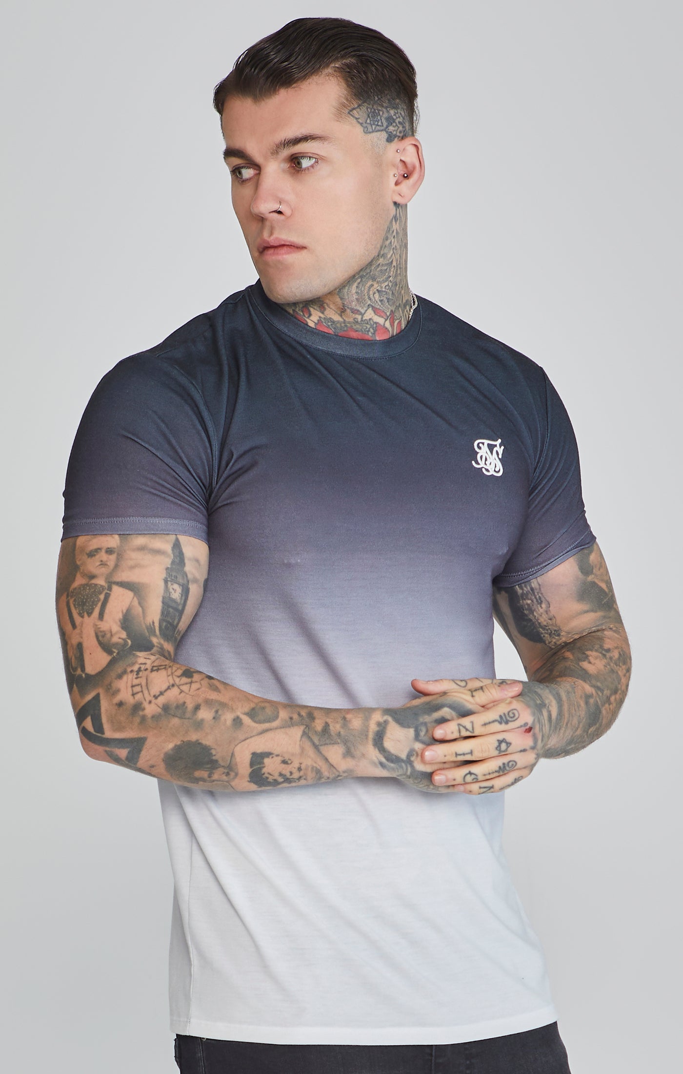 T-shirt Fade en noir/blanc T-shirts SikSilk   