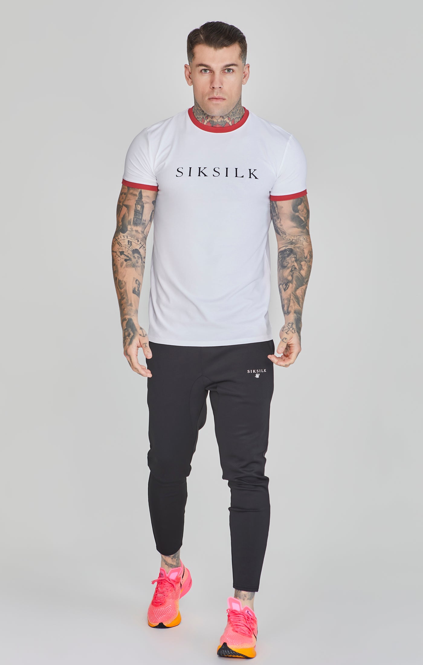 T-shirt Ringer en White/Red T-shirts SikSilk   