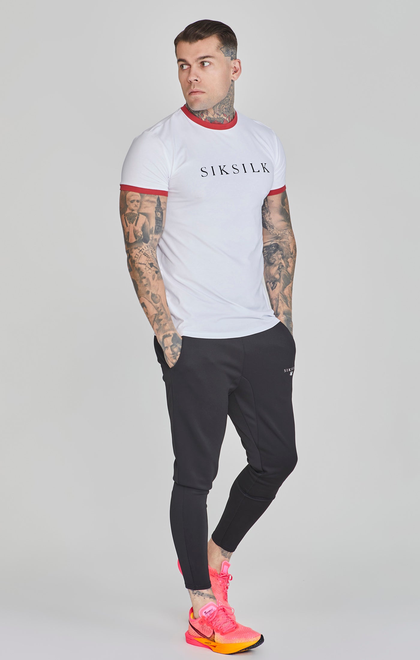 T-shirt Ringer en White/Red T-shirts SikSilk   