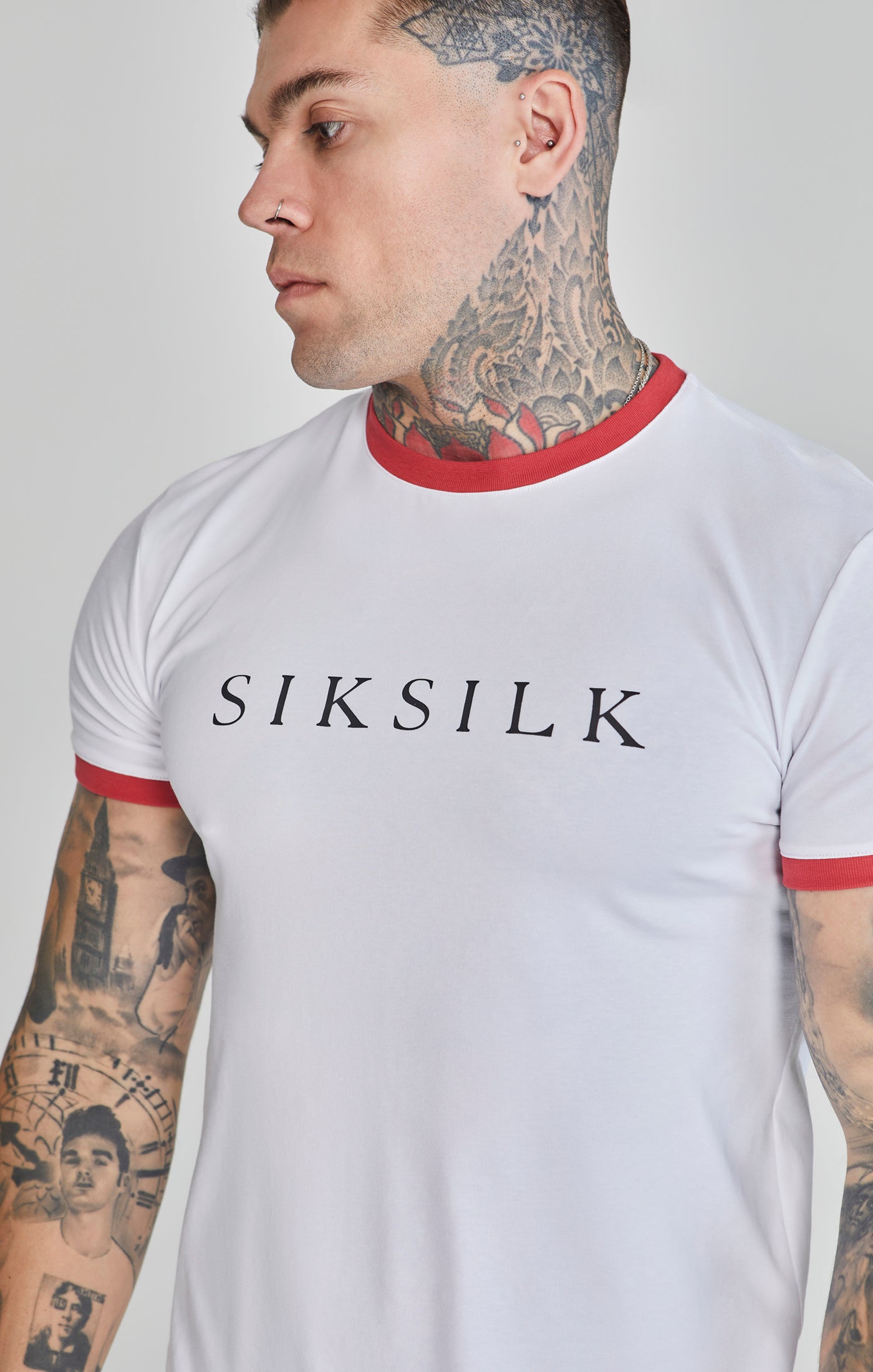 T-shirt Ringer en White/Red T-shirts SikSilk   