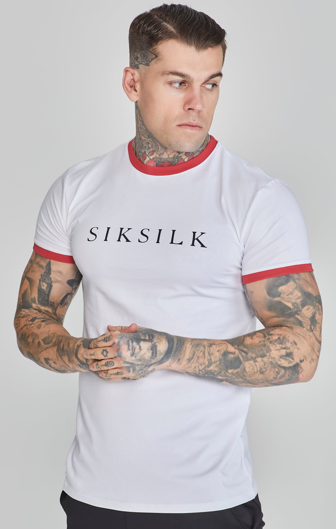 T-shirt Ringer en White/Red T-shirts SikSilk   