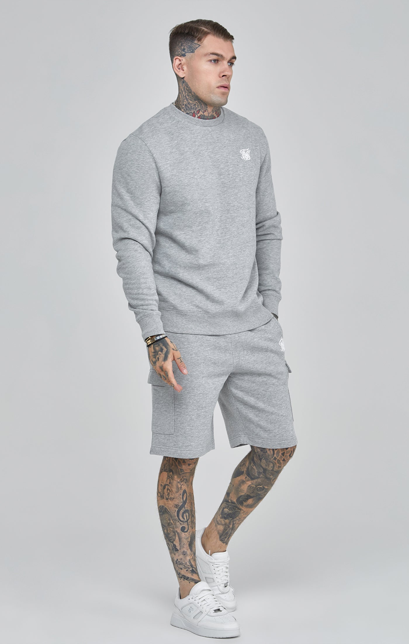 Sweat Essentials in Grey Marl Sweatshirts SikSilk   