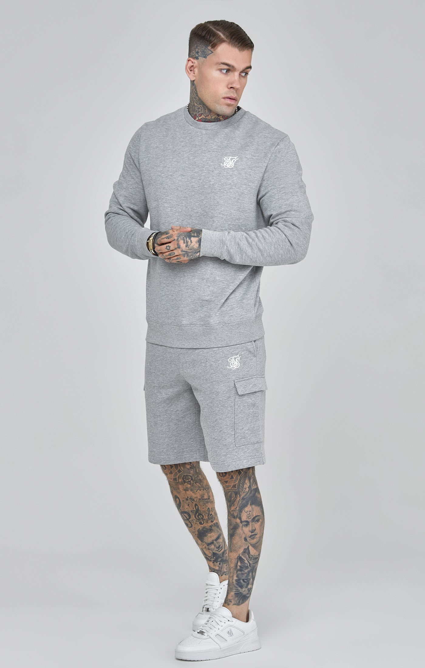 Sweat Essentials in Grey Marl Sweatshirts SikSilk   