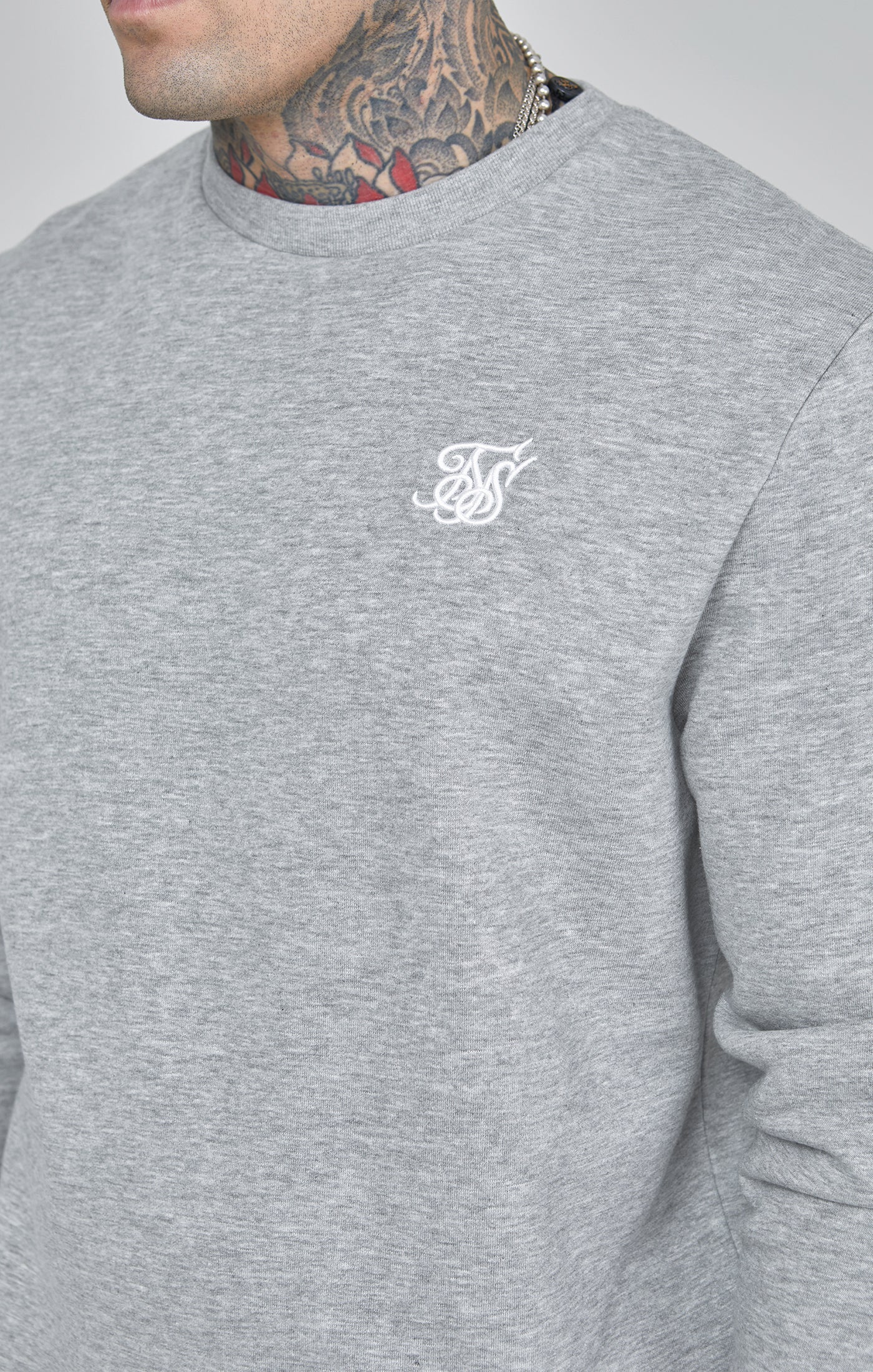 Sweat Essentials in Grey Marl Sweatshirts SikSilk   