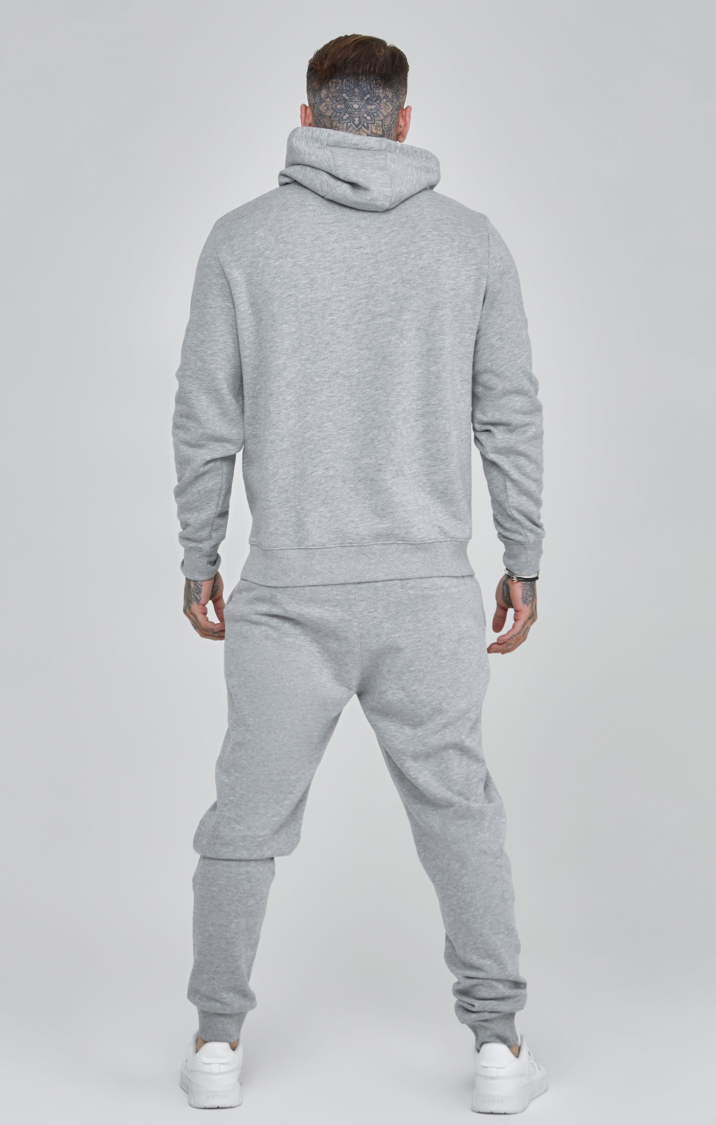 Essentials Overhead Hoodie in Grey Marl Sweat à capuche SikSilk   