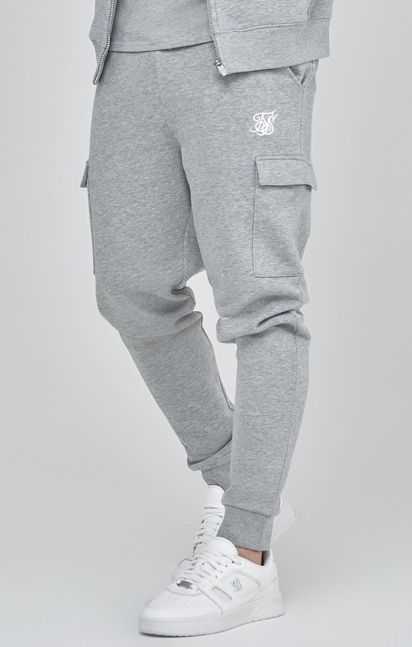 Essentials Cargo Joggers in Grey Marl Pantalon SikSilk   