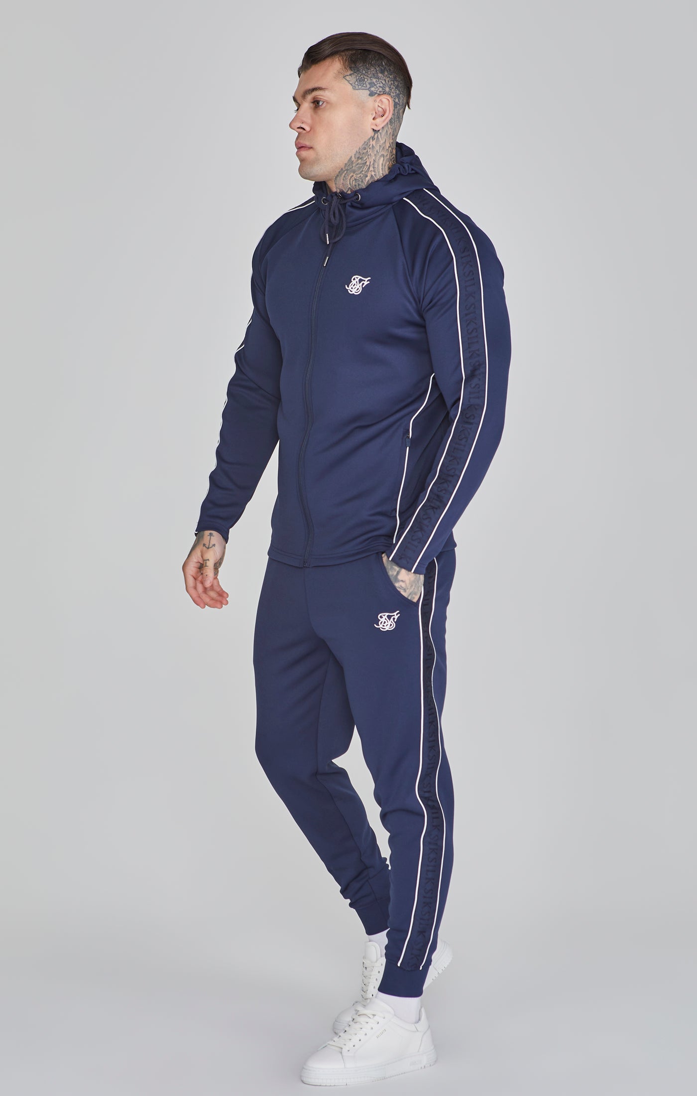 Sweat à capuche et jogging ensembles bleu marine SikSilk   