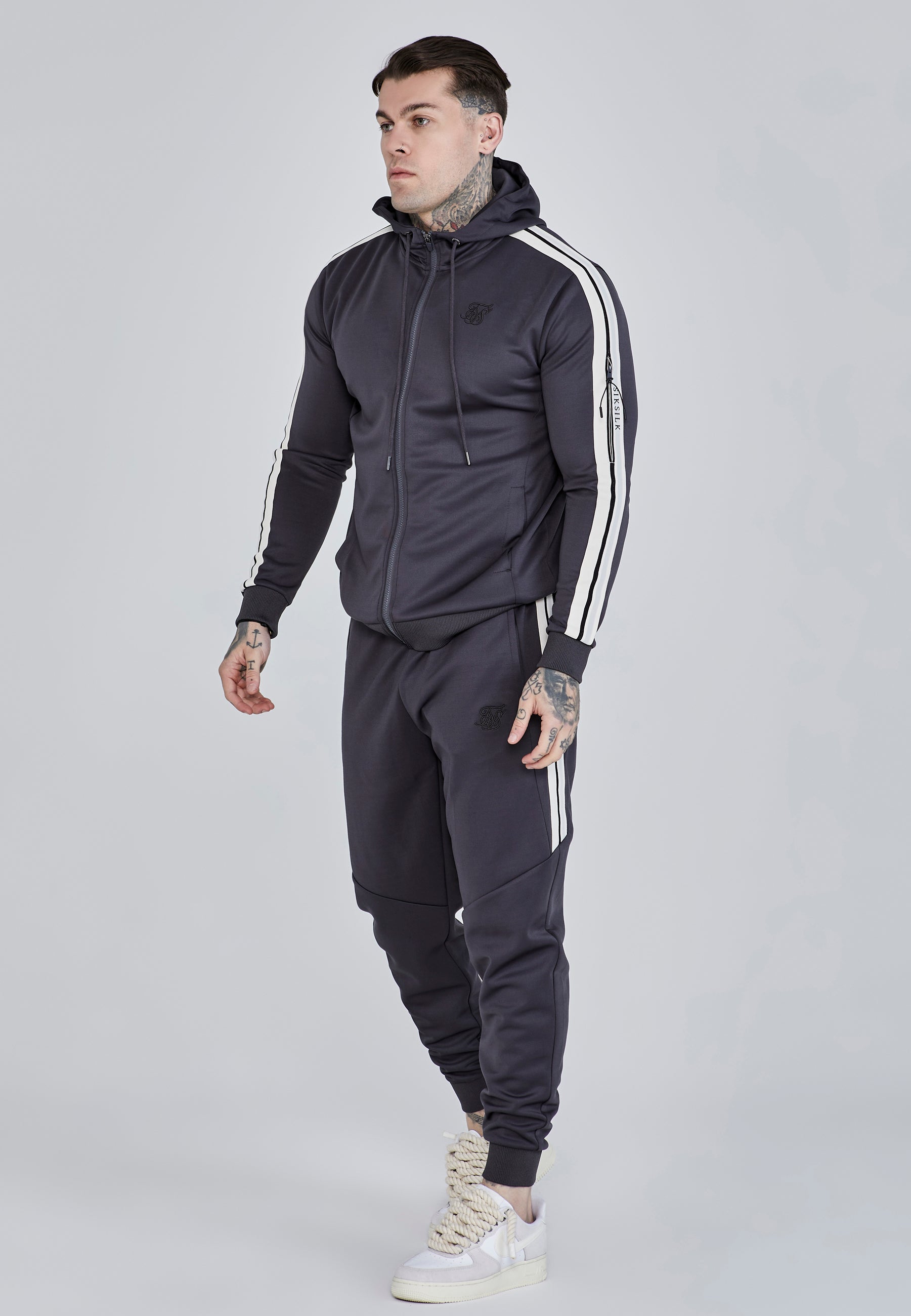 Full Zip Hoodie in Grey Vestes à capuche SikSilk   