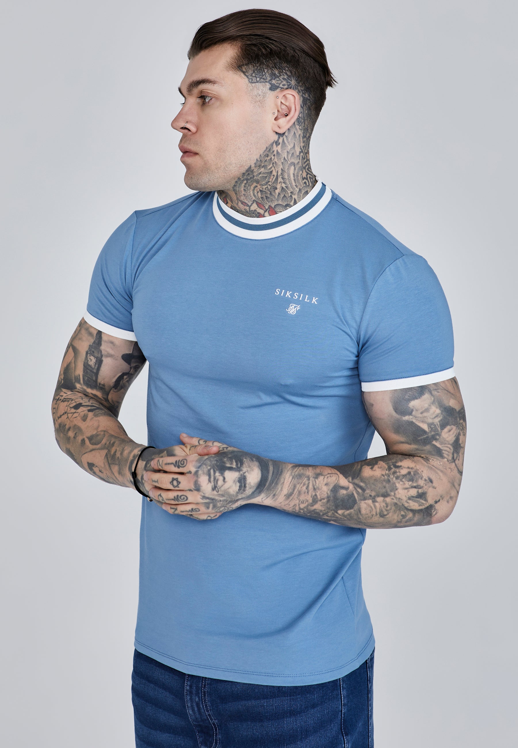 T-shirt Ringer en Blue T-shirts SikSilk   