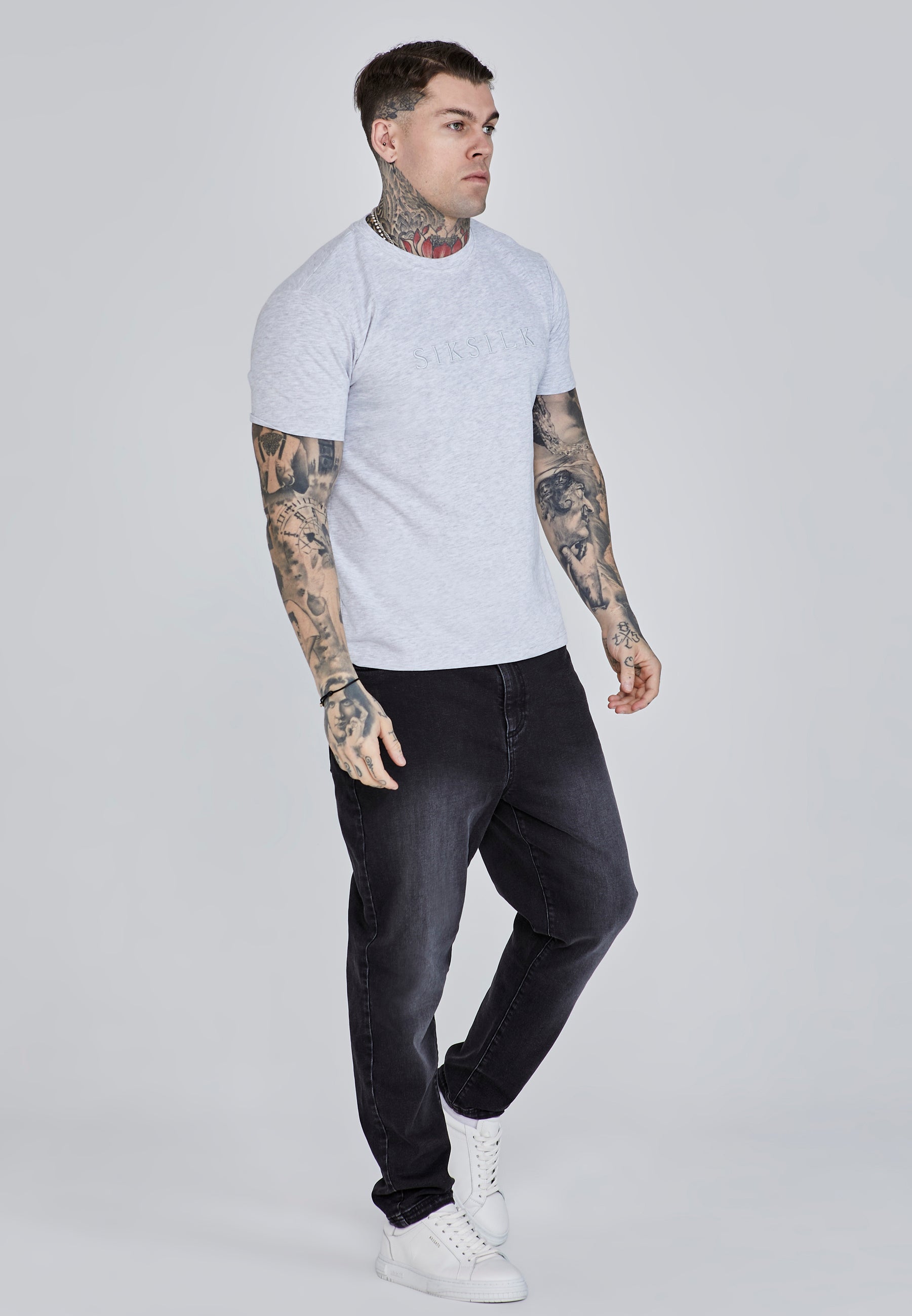 Logo T-Shirt in Grey Marl T-shirts SikSilk   