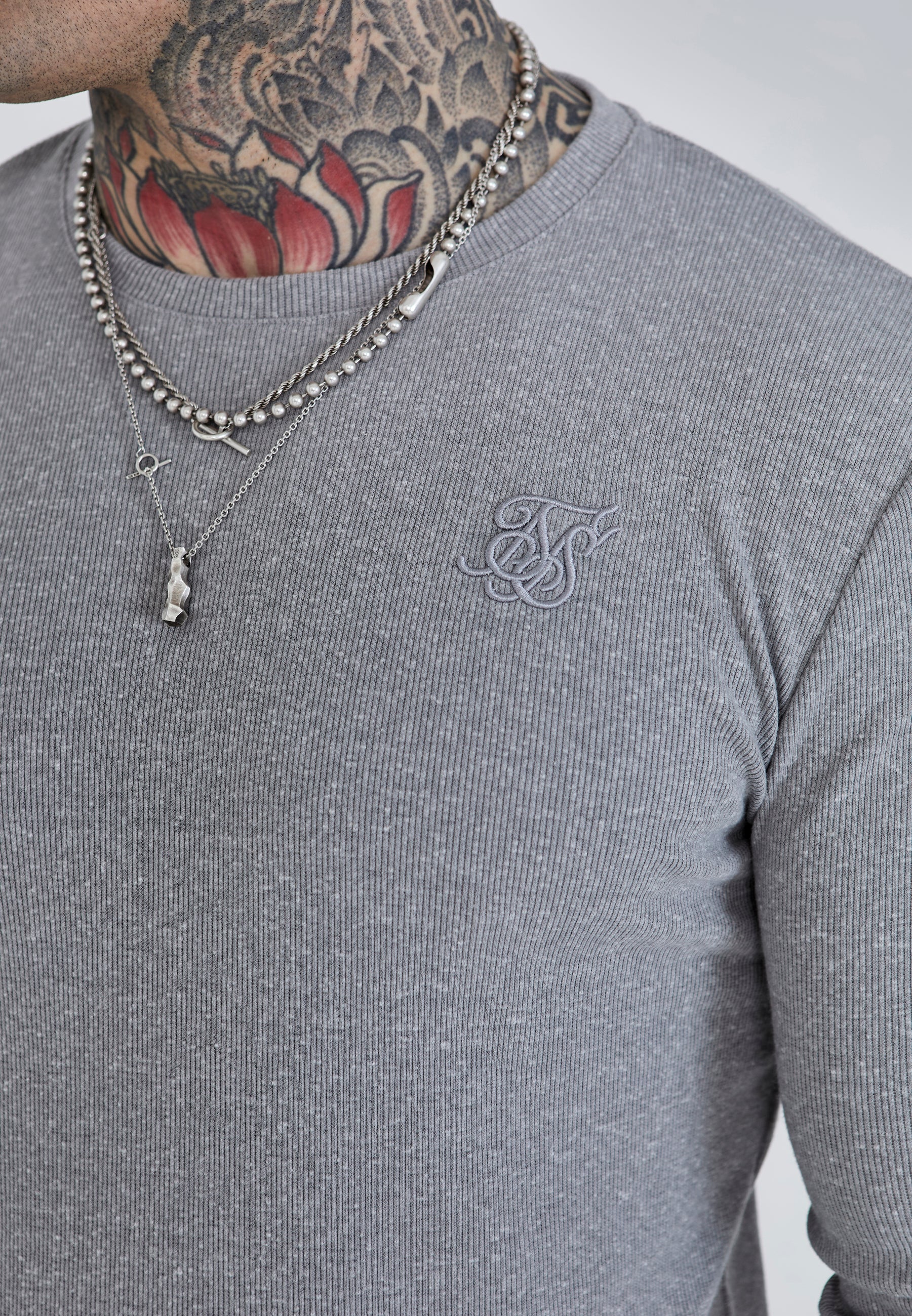 T-shirt à manches longues en gris marl T-shirts SikSilk   