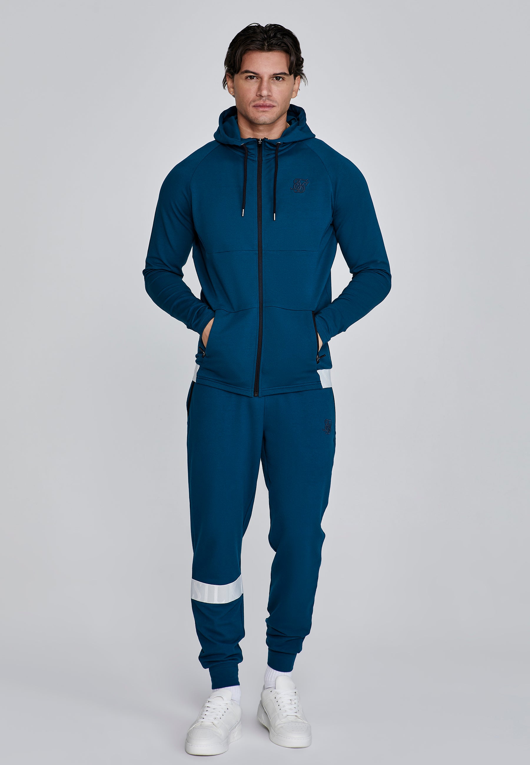 Full Zip Hoodie in Blue Vestes à capuche SikSilk   