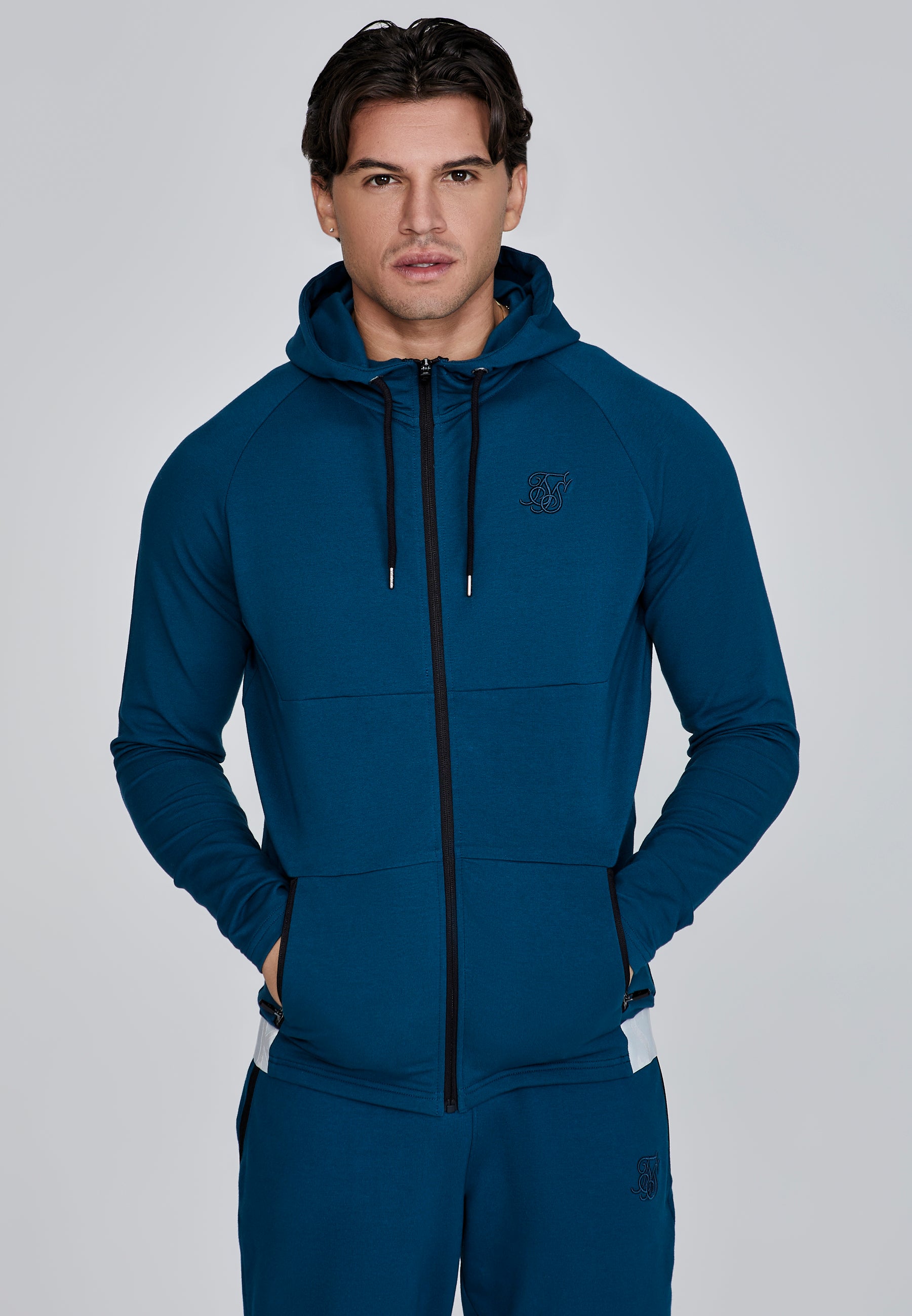 Full Zip Hoodie in Blue Vestes à capuche SikSilk   