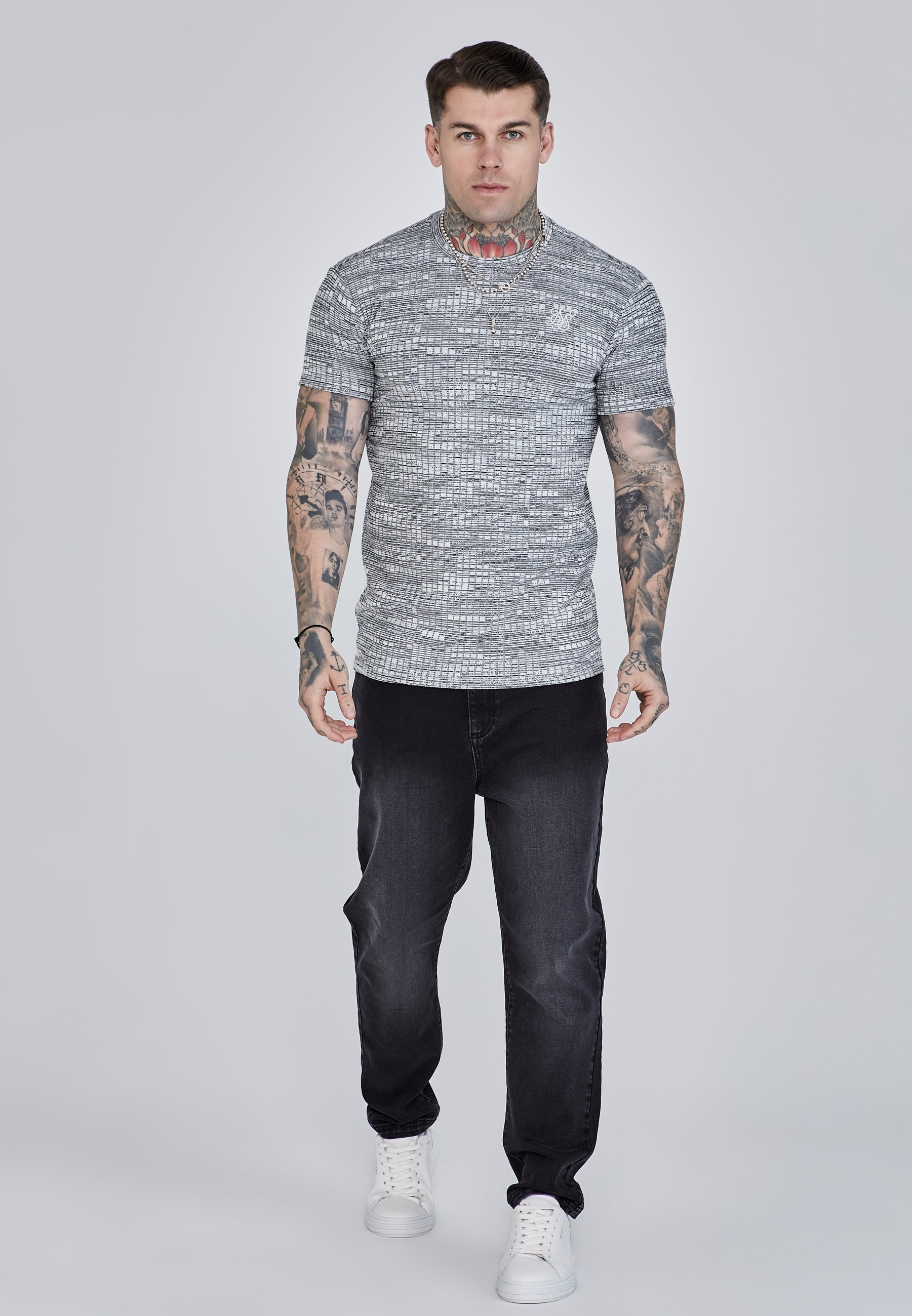 Rib Knit T-shirt in Grey T-shirts SikSilk   