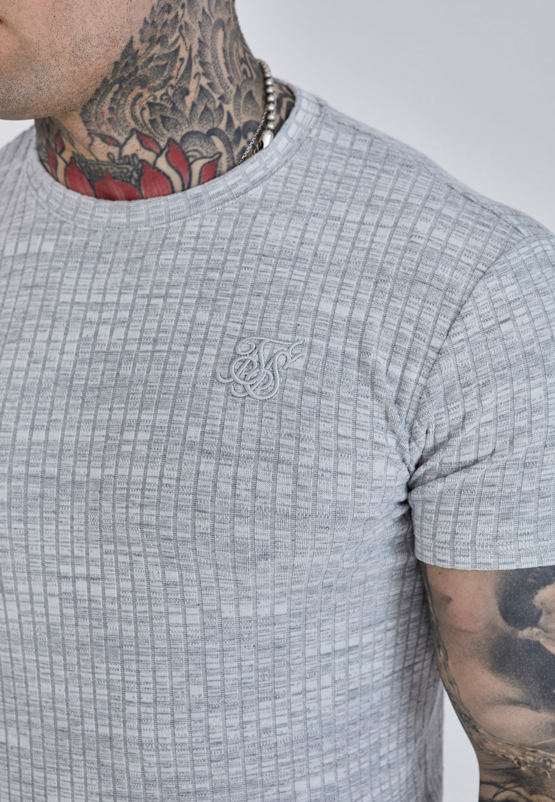 T-shirt Rib Knit en gris clair T-shirts SikSilk   