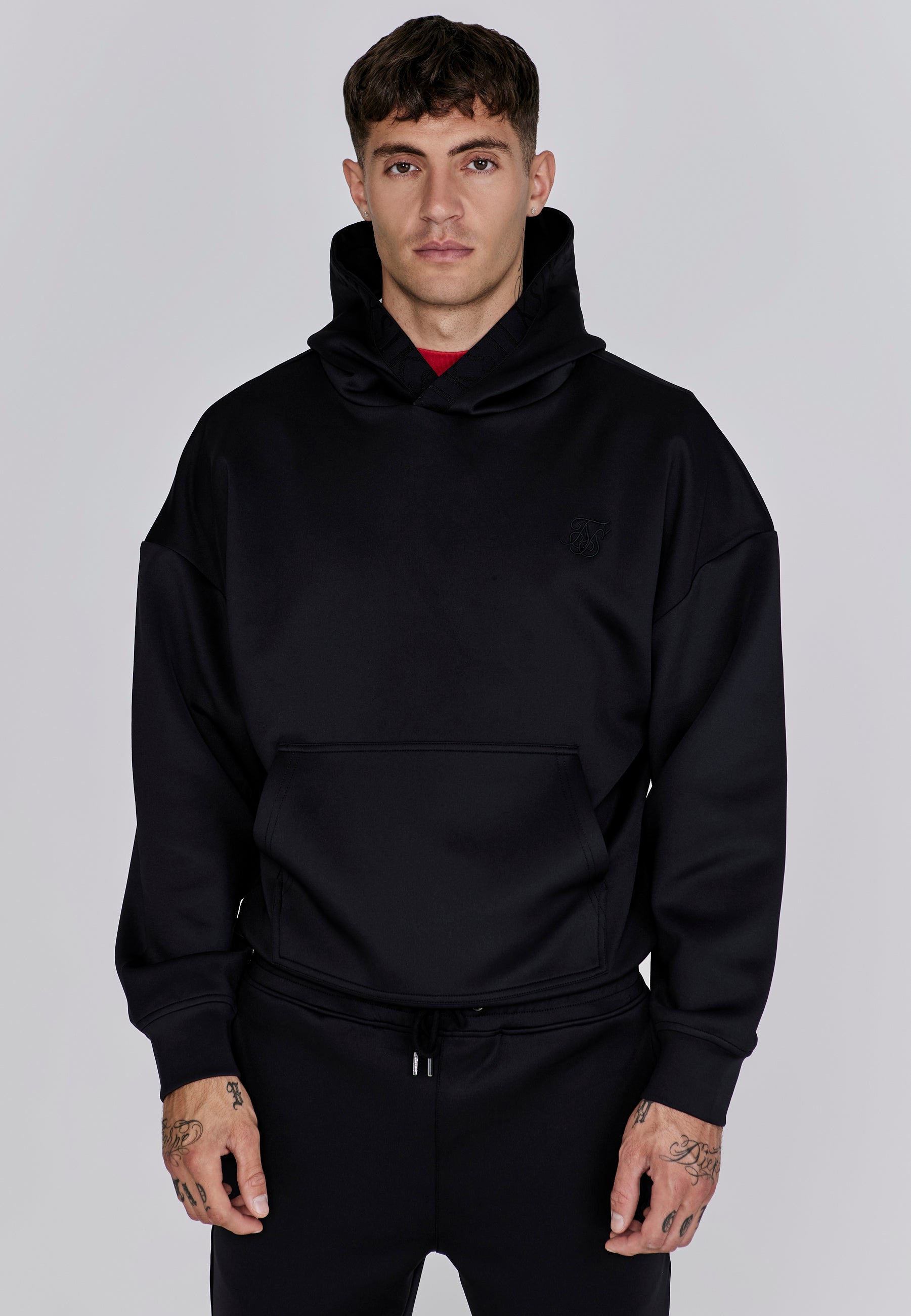 Sweat à capuche Oversized Dynamic en Noir SikSilk