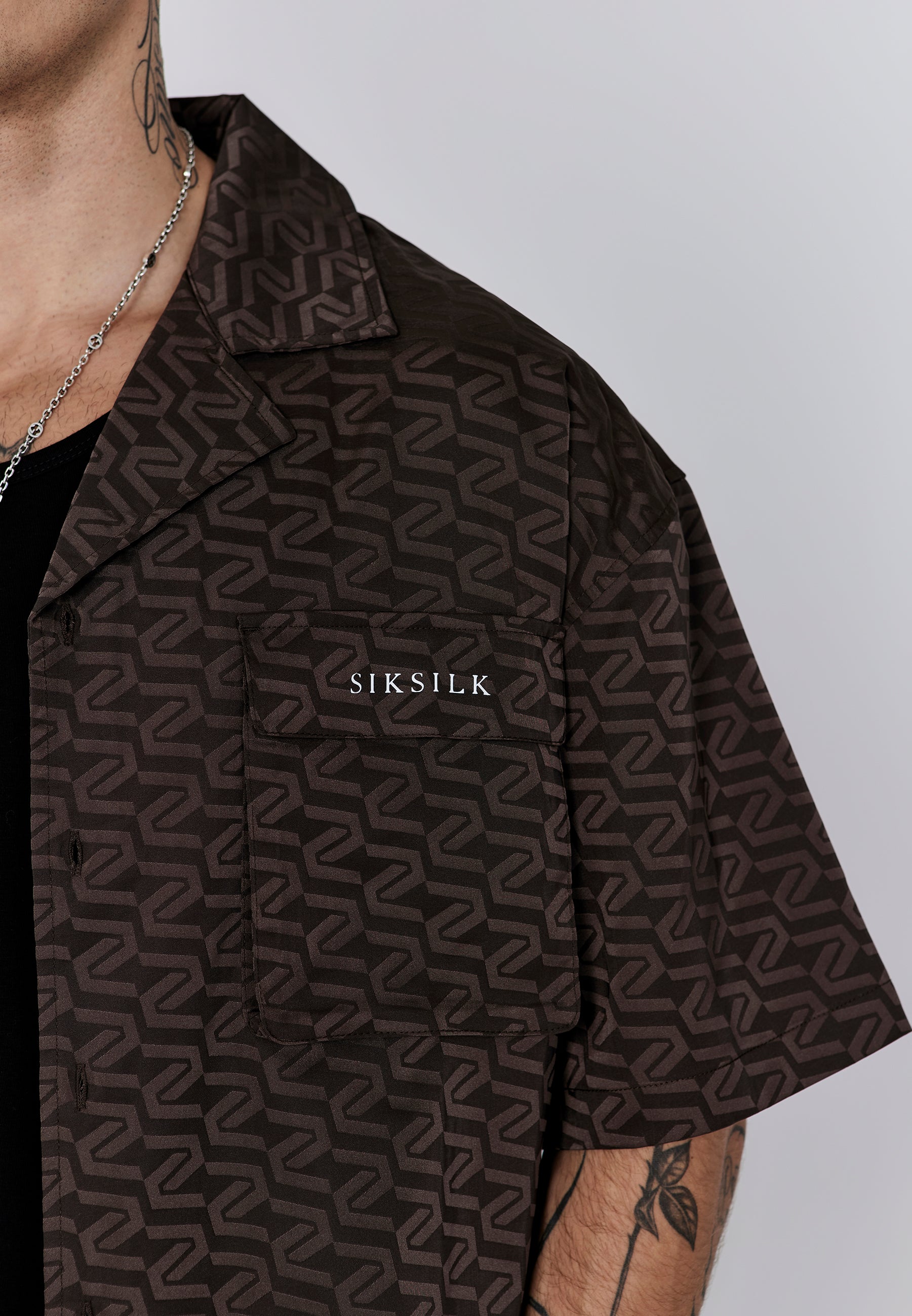 Utility Shirt in Brown Chemises SikSilk
