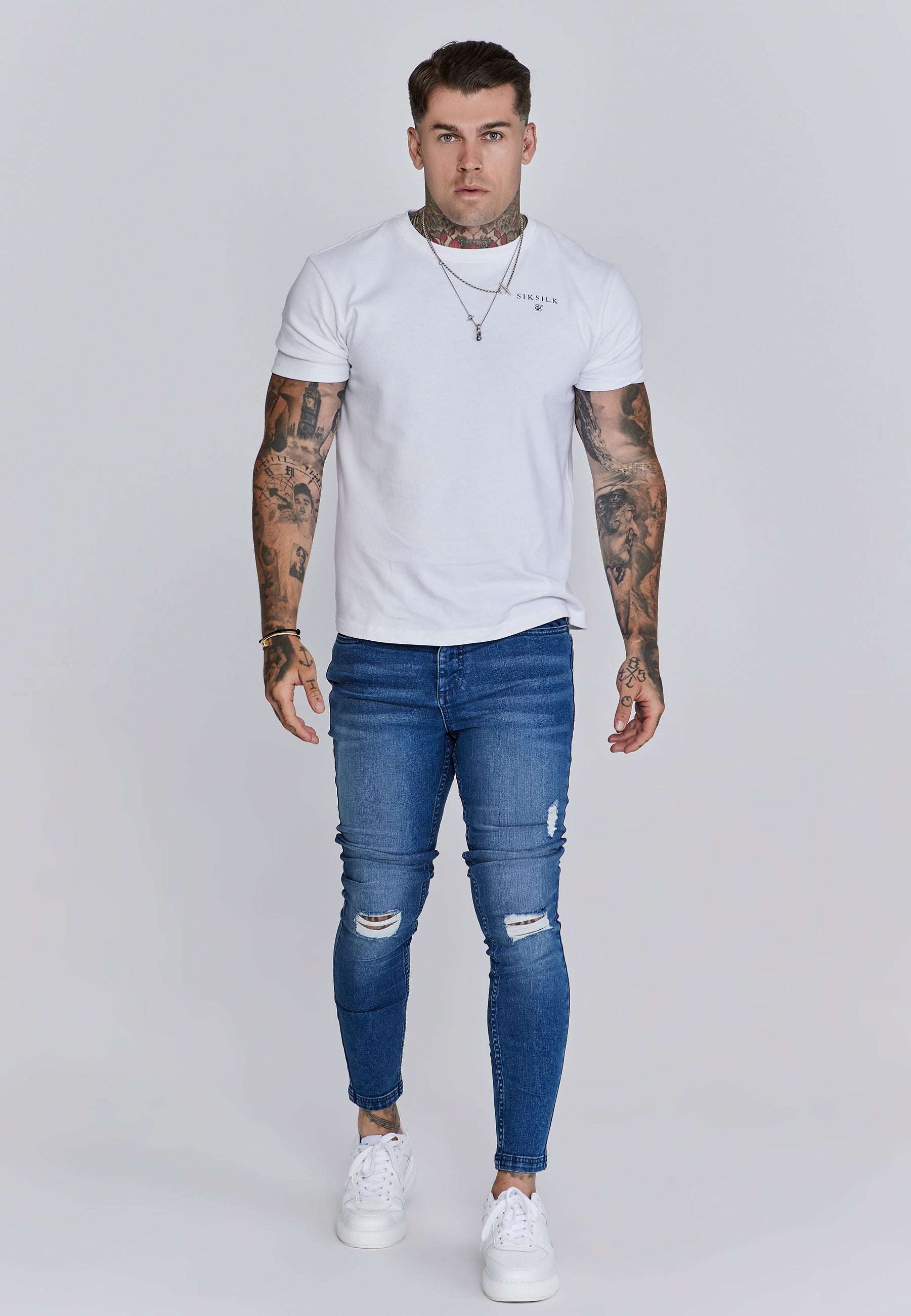 Jeans Distressed Skinny en bleu Jeans SikSilk