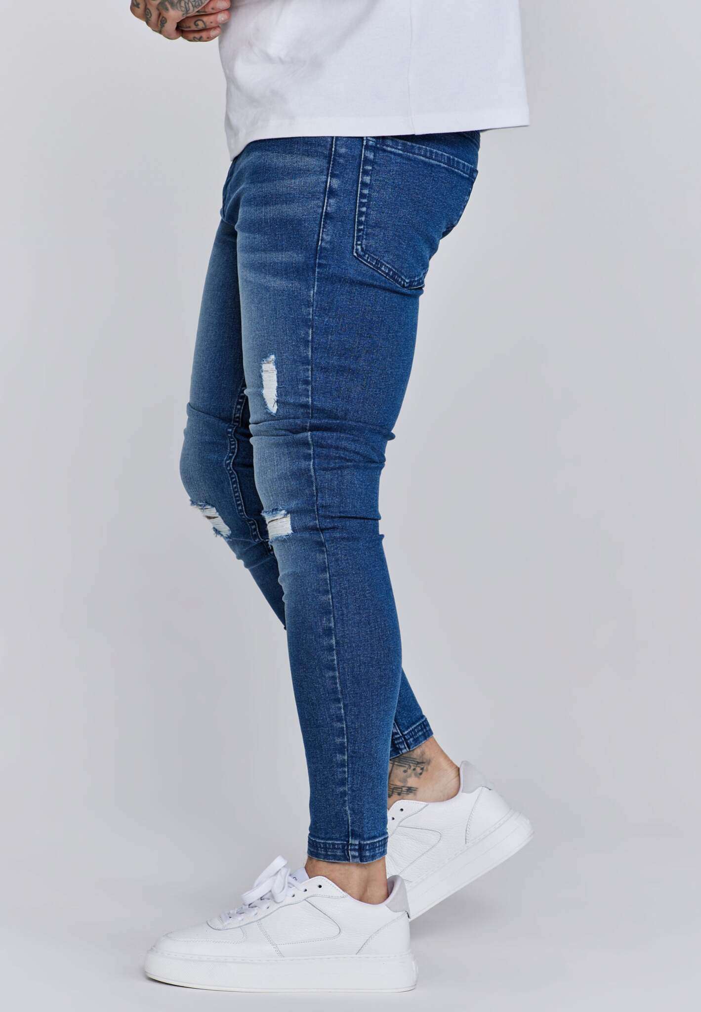 Jeans Distressed Skinny en bleu Jeans SikSilk