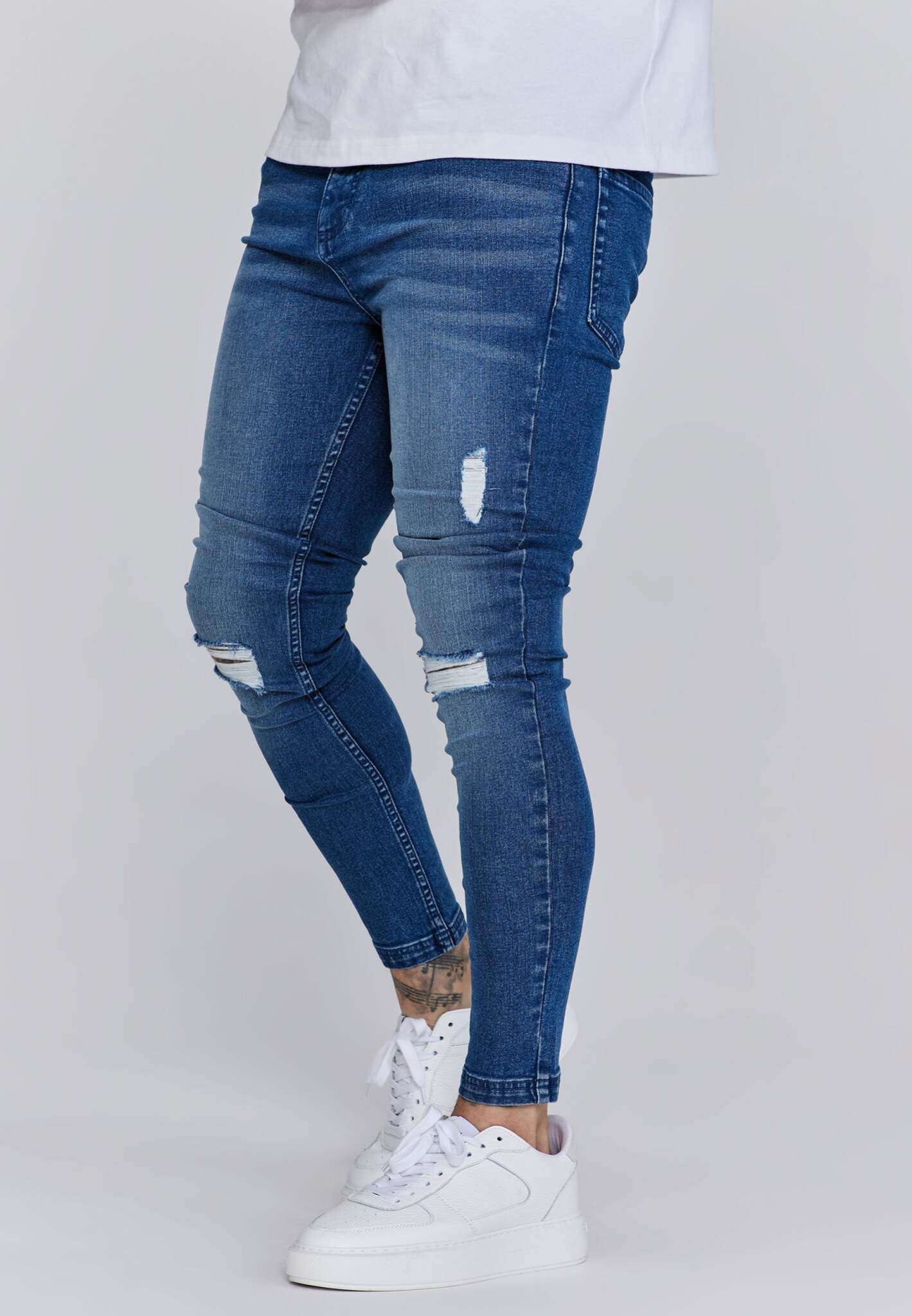 Jeans Distressed Skinny en bleu Jeans SikSilk