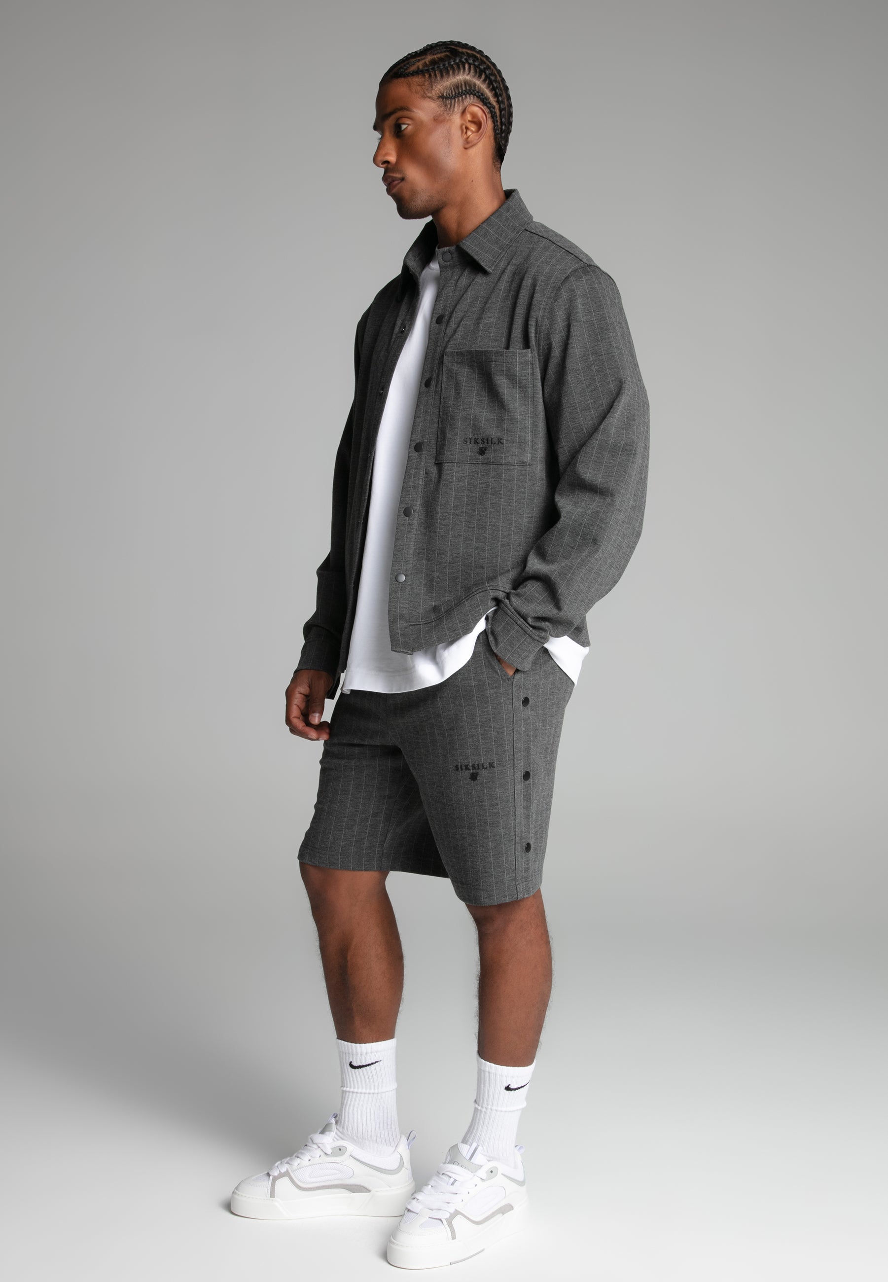 Pinstripe Jacket in Grey Vestes SikSilk
