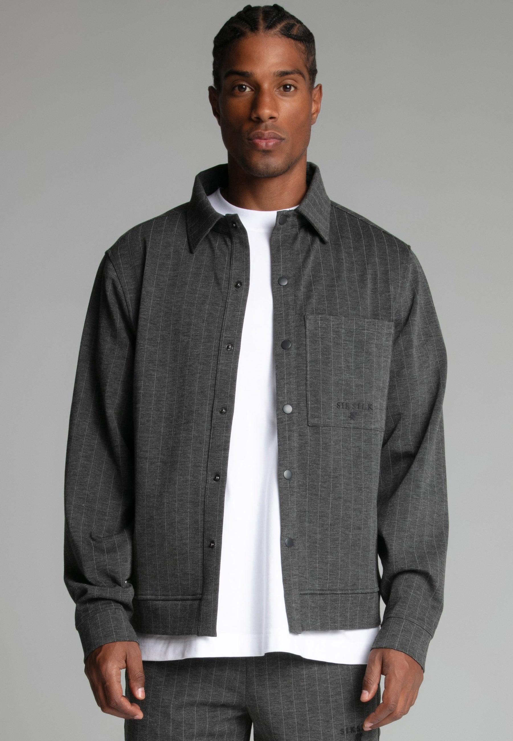 Pinstripe Jacket in Grey Vestes SikSilk