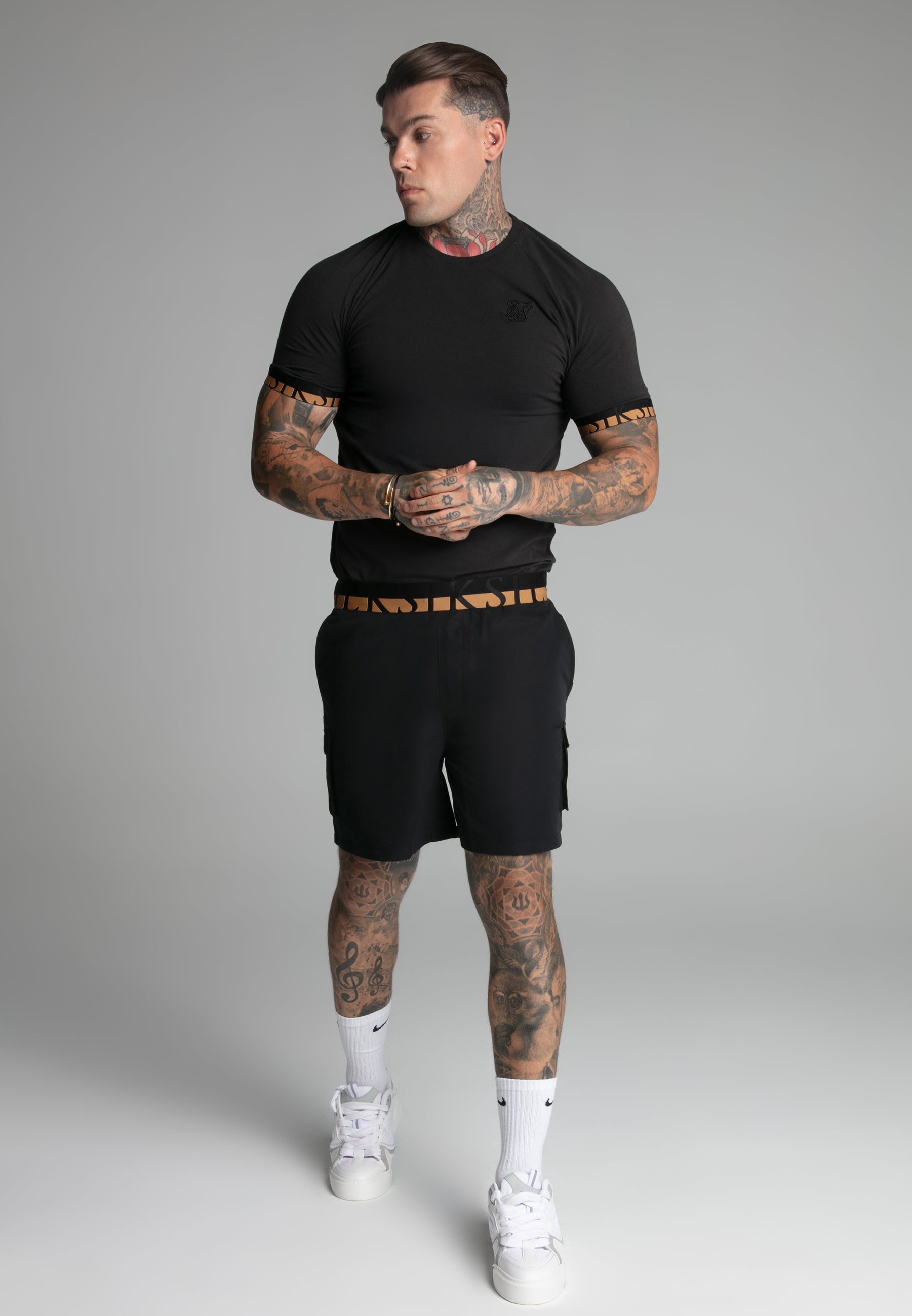 Cargo Swim Short in Black Pantalons de bain SikSilk